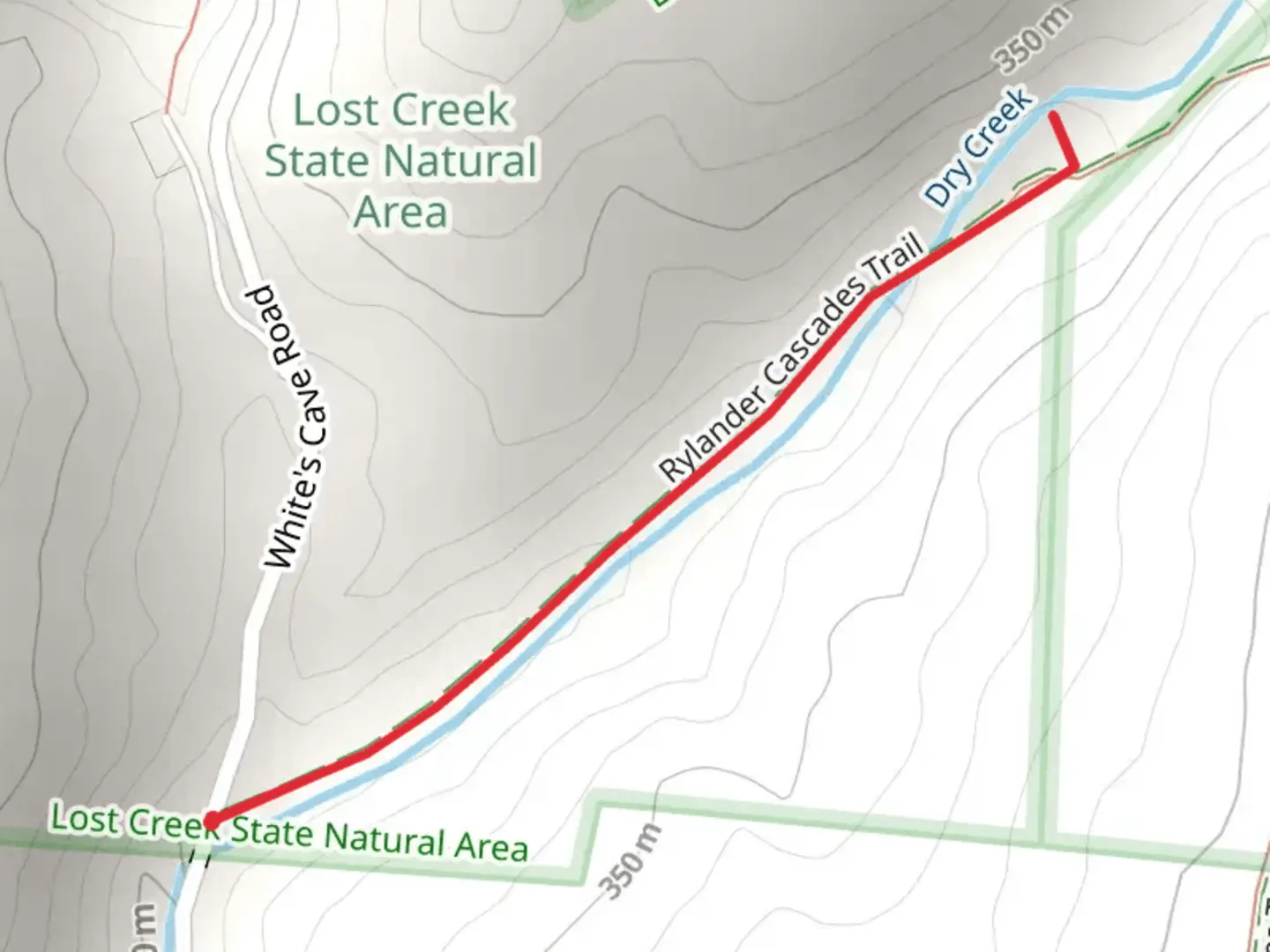 An image depicting the trail Dry Creek via Rylander Cascades Trail and its surrounding area.