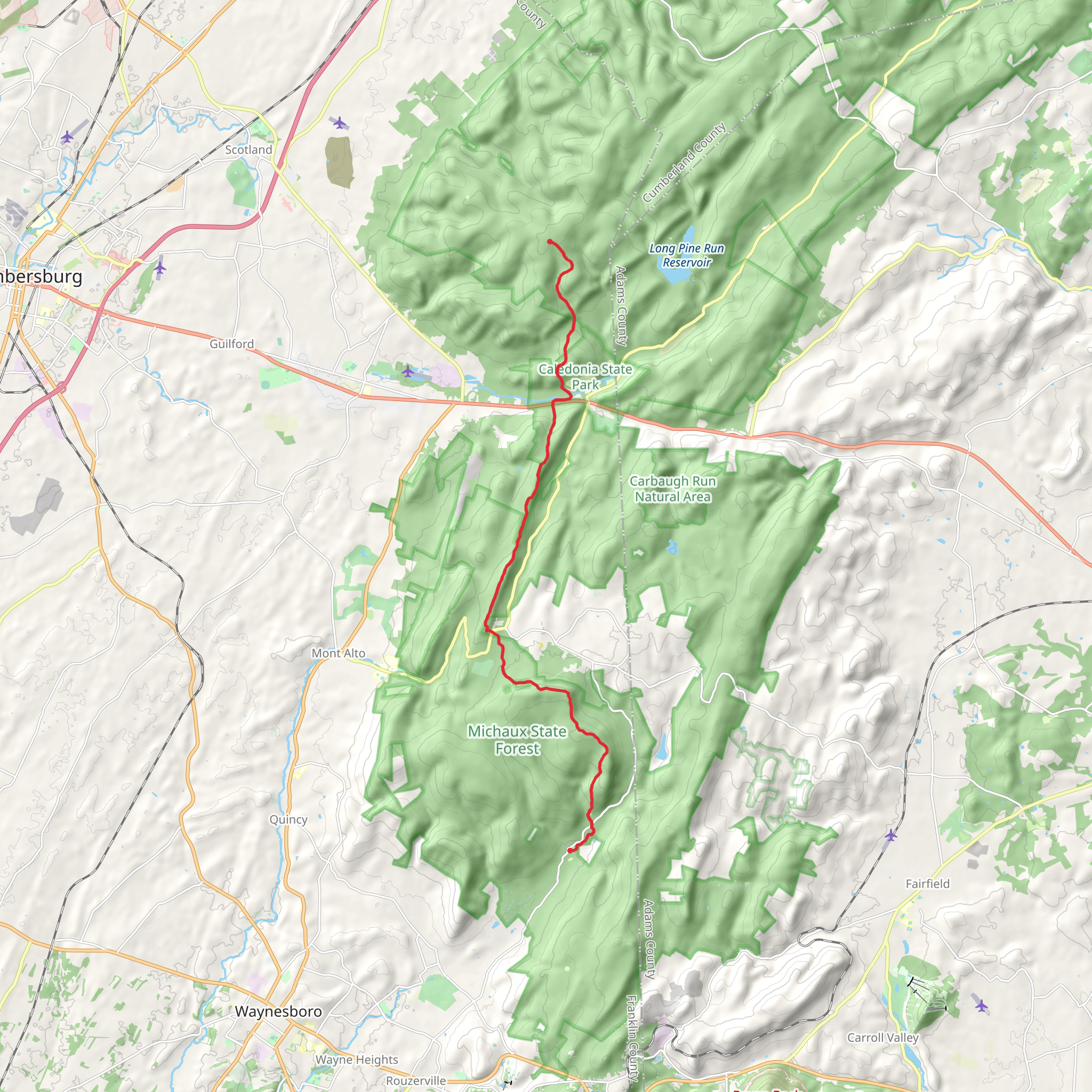 Ridge Road to Old Forge via Appalachian Trail mobile static map