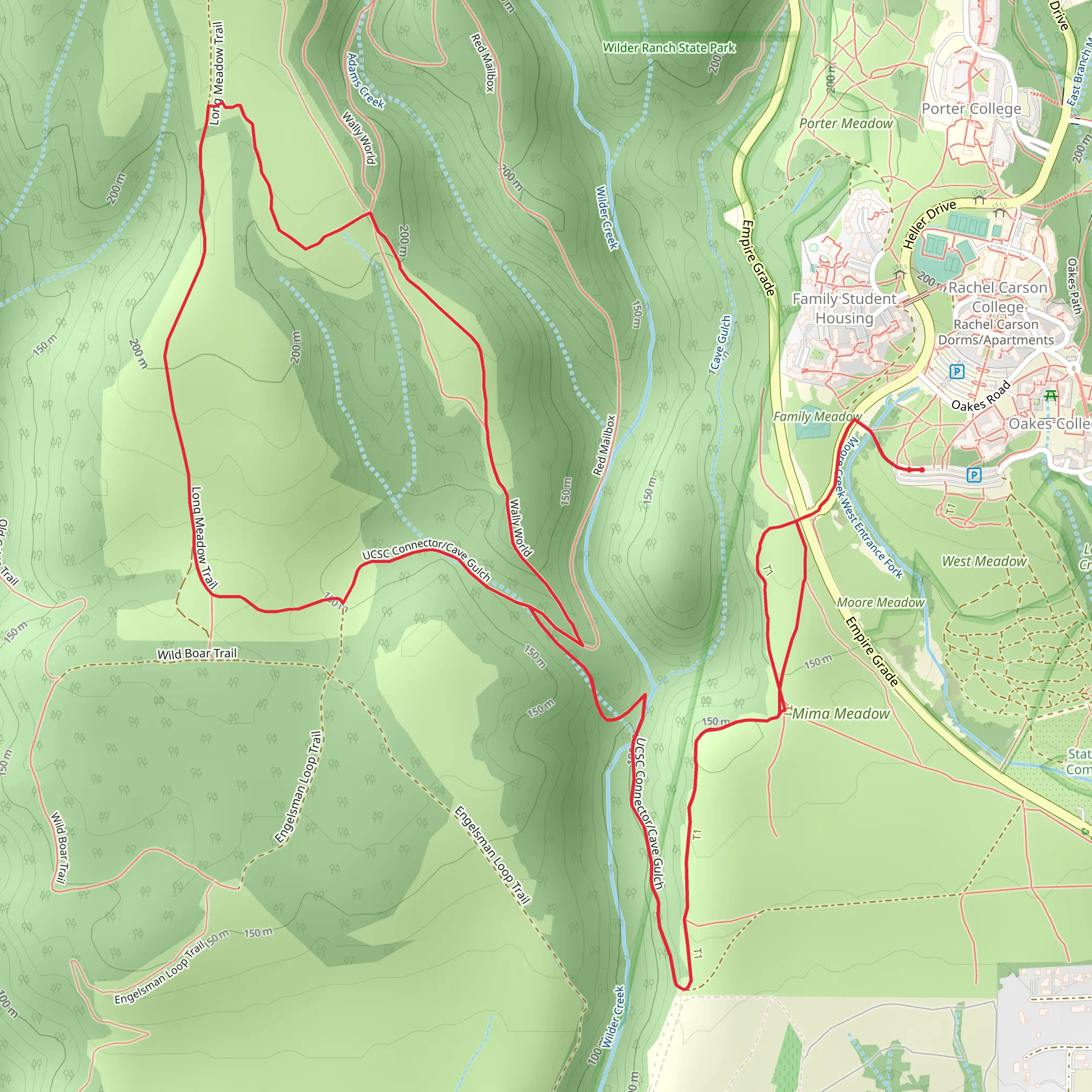 Cave Gulch, Long Meadow and Wally Wood Loop Trail mobile static map