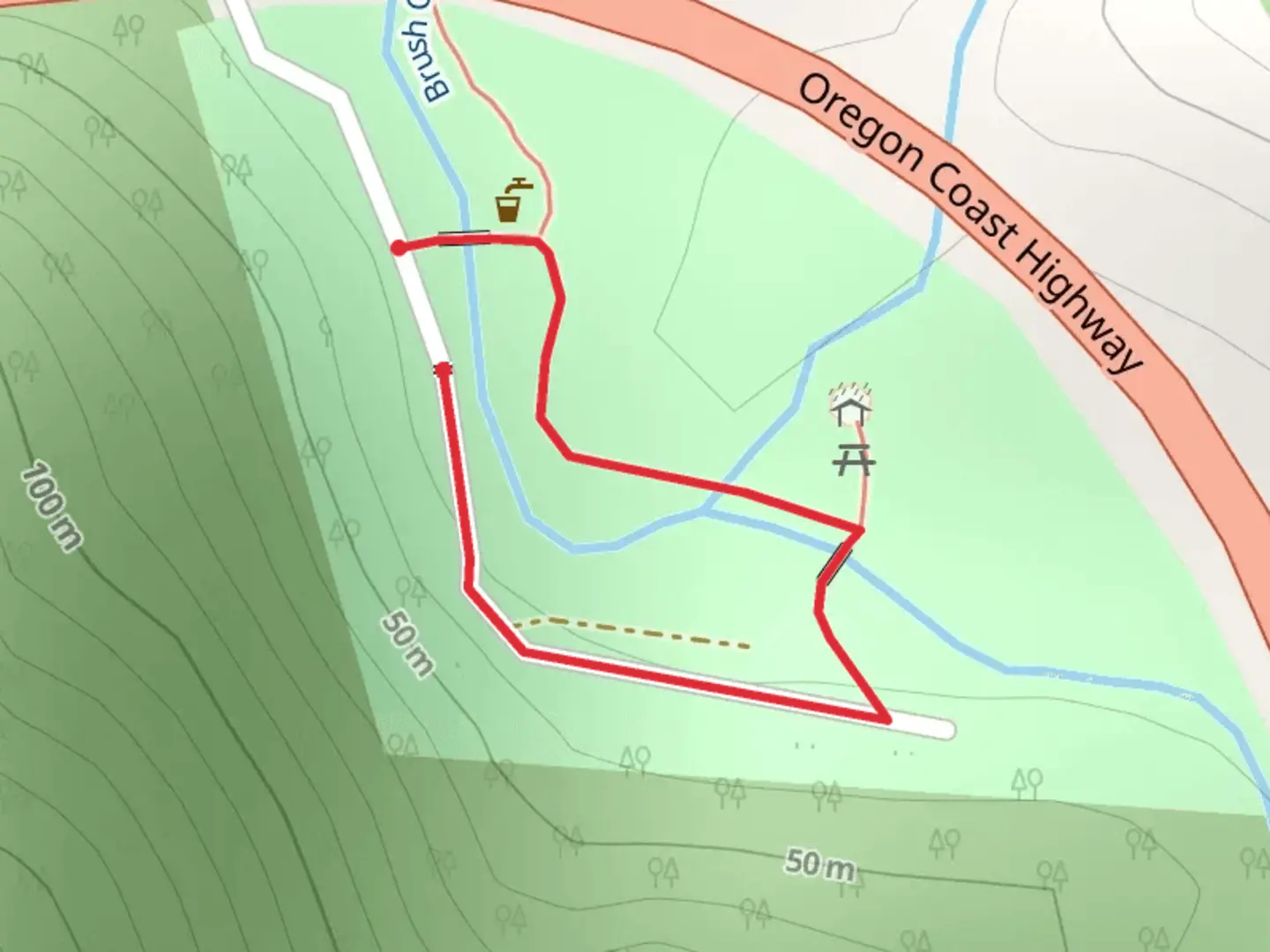 An image depicting the trail Brush Creek Loop and its surrounding area.