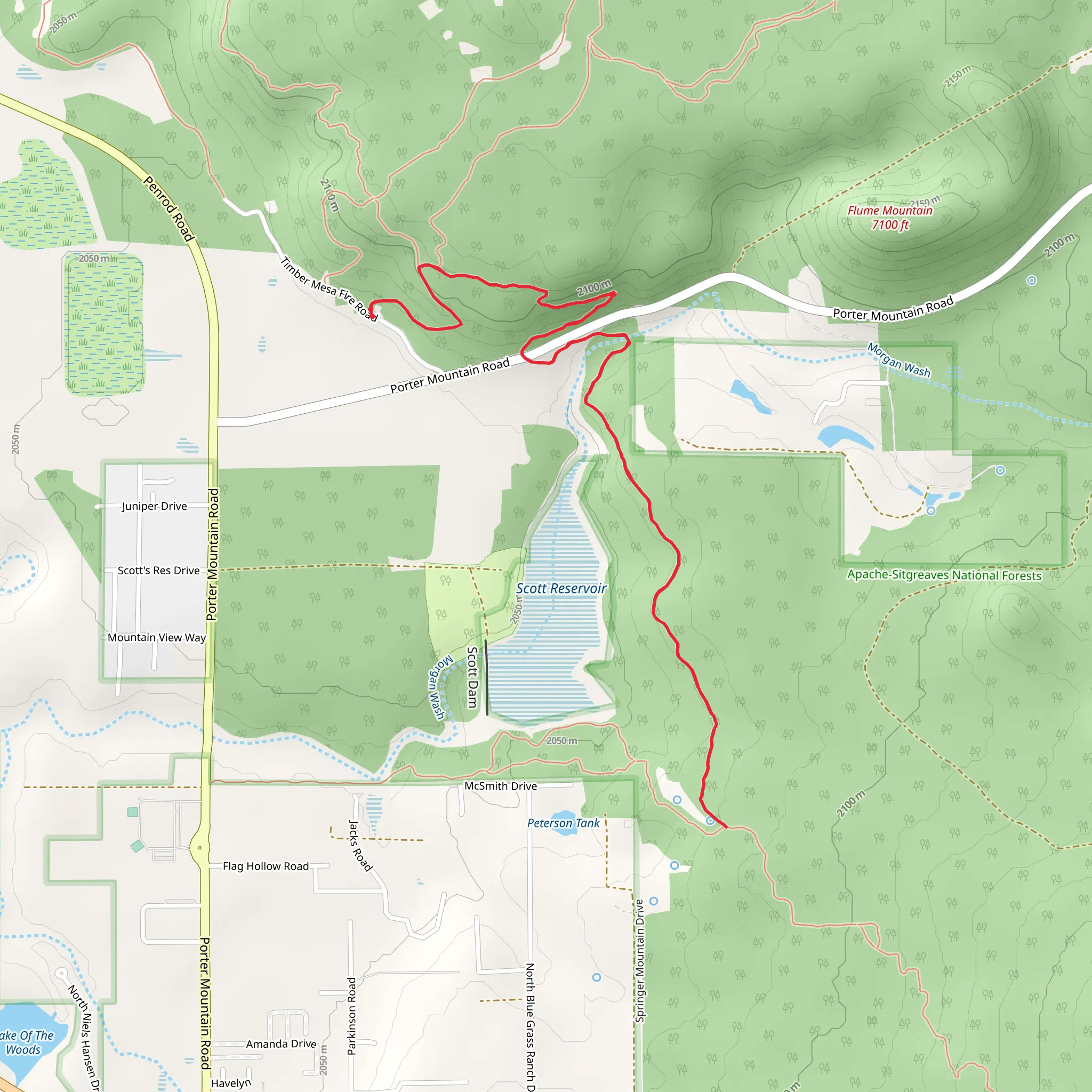 Osprey Connector Trail via Timber Mesa Trail mobile static map