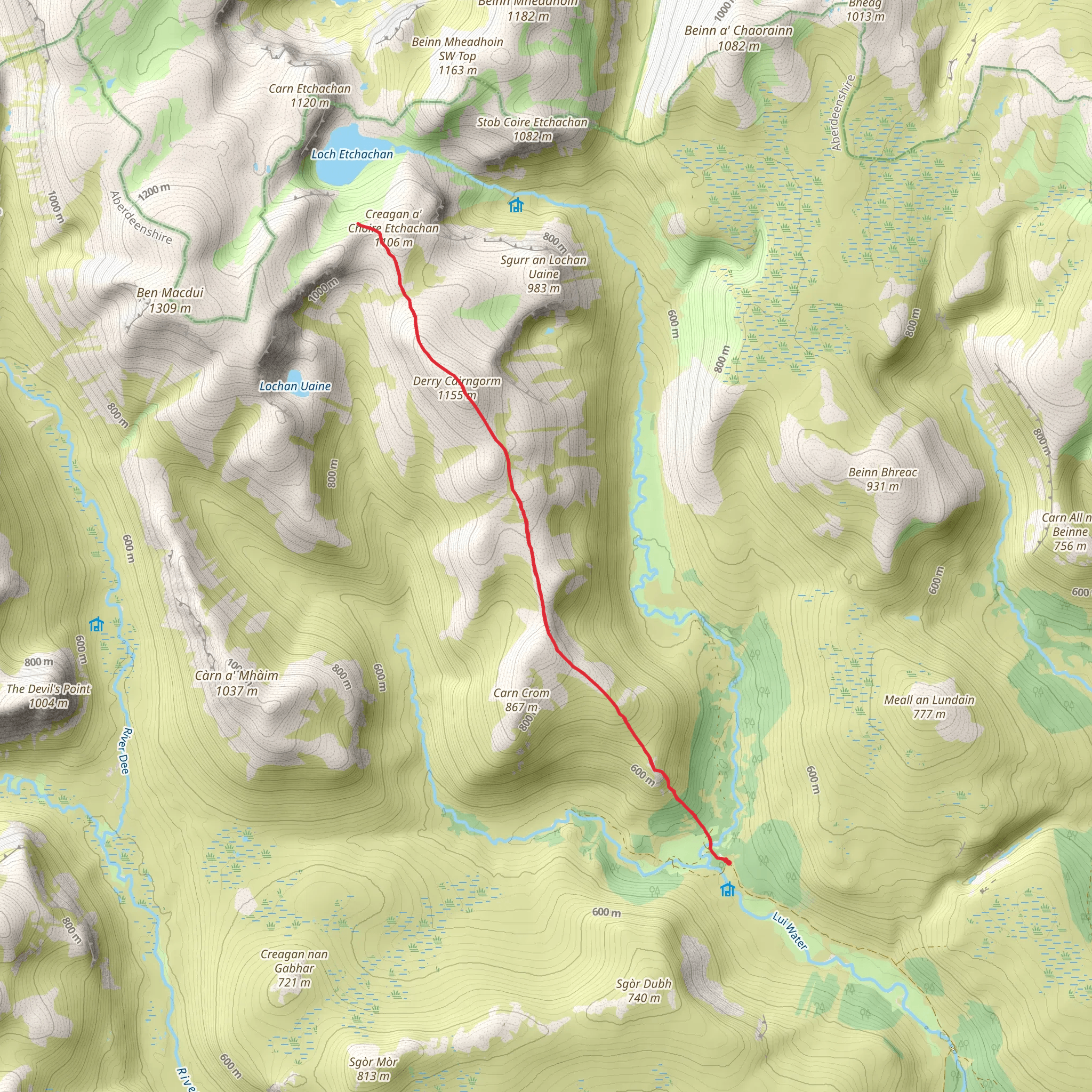 Derry Cairngorm from Derry Lodge mobile static map