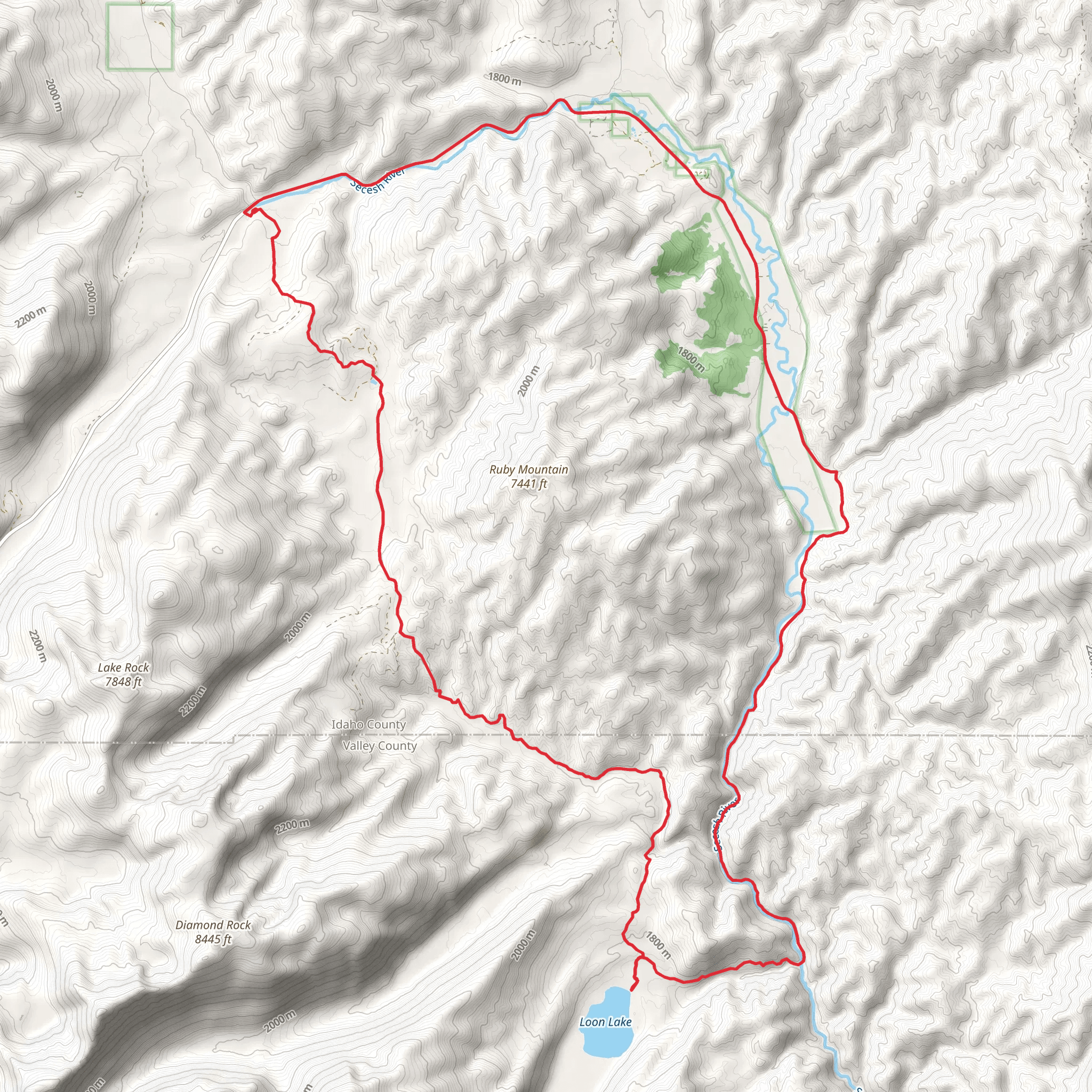 Loon Lake via Secesh River Trail mobile static map