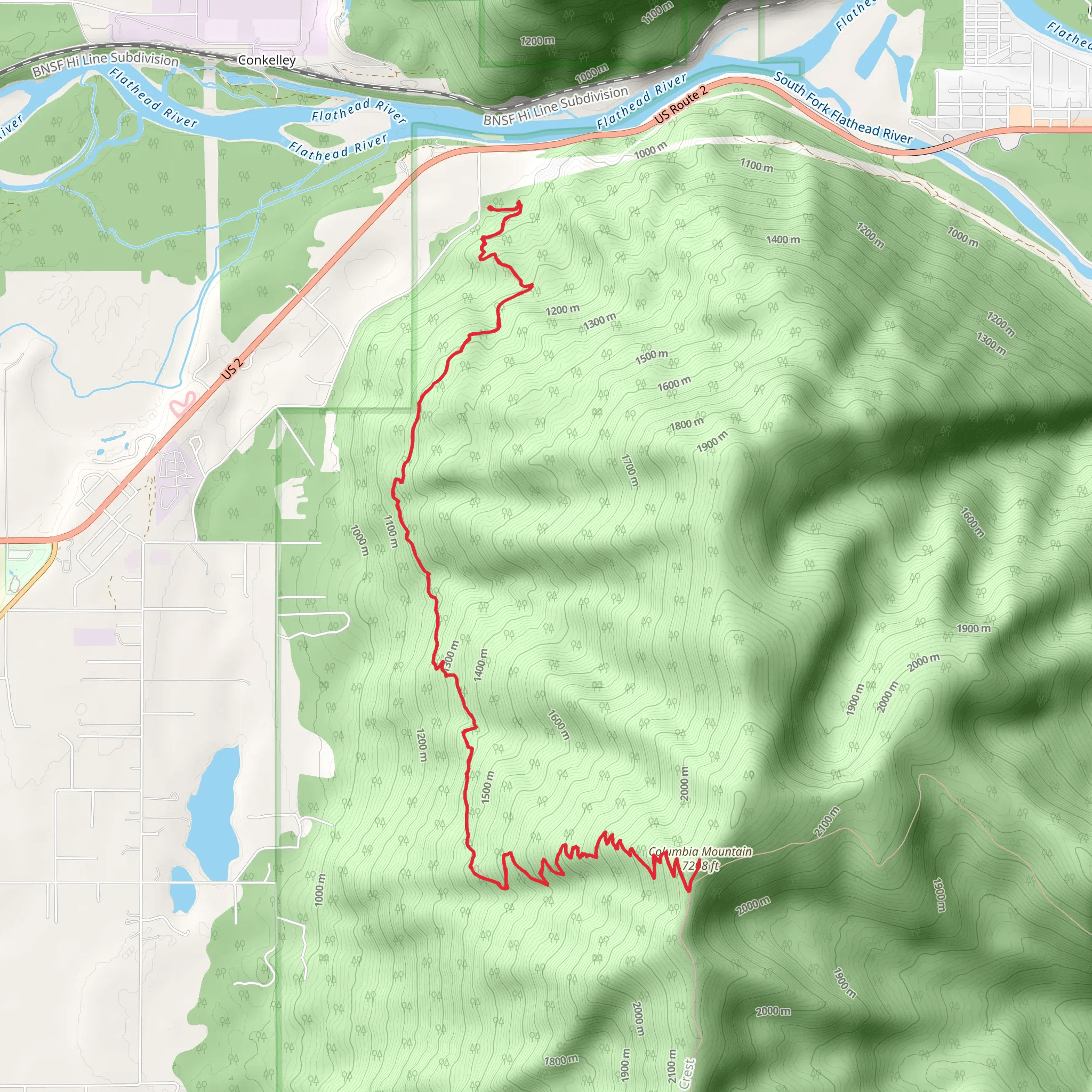 Columbia Mountain Trail mobile static map