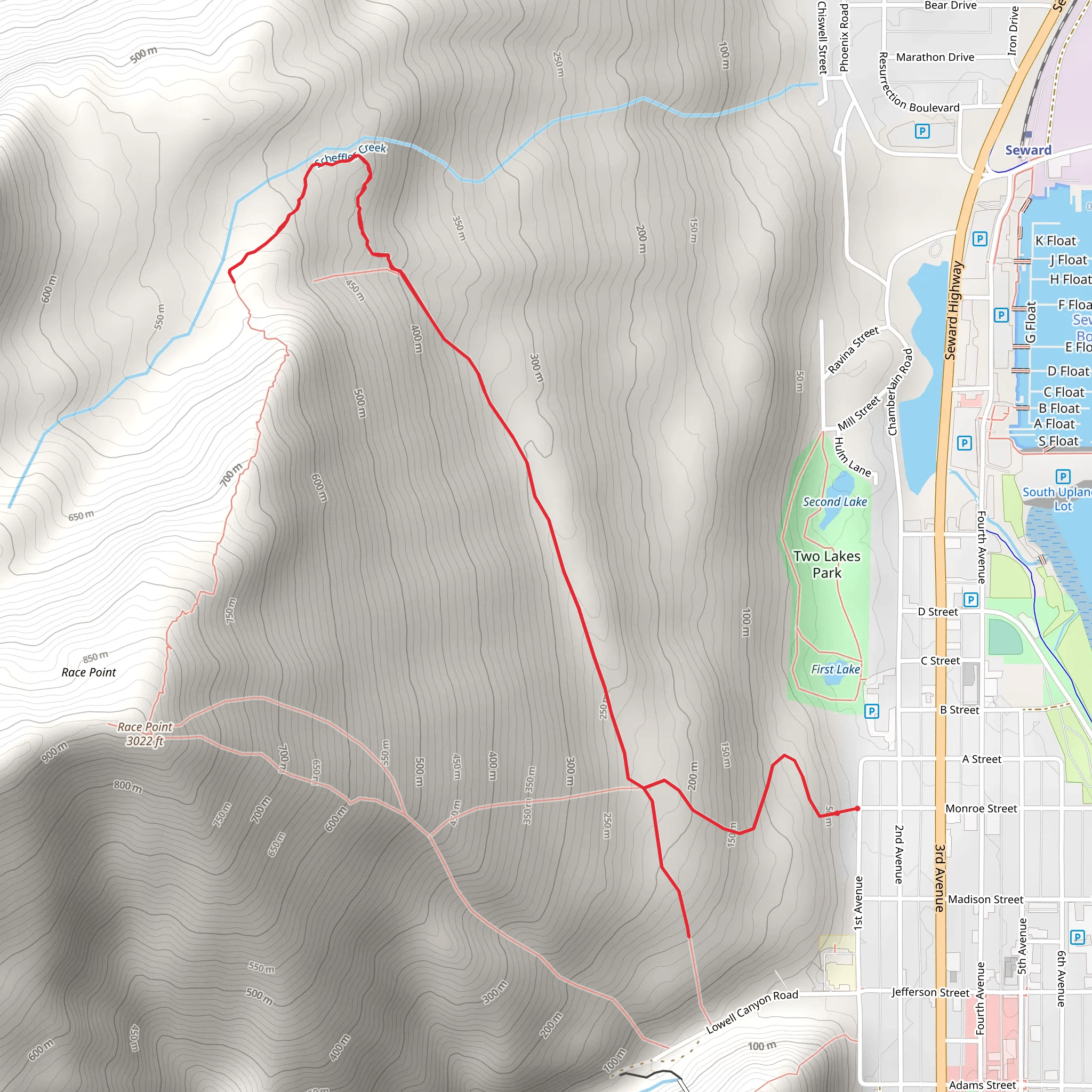 Mount Marathon Trail and Skyline Trail mobile static map