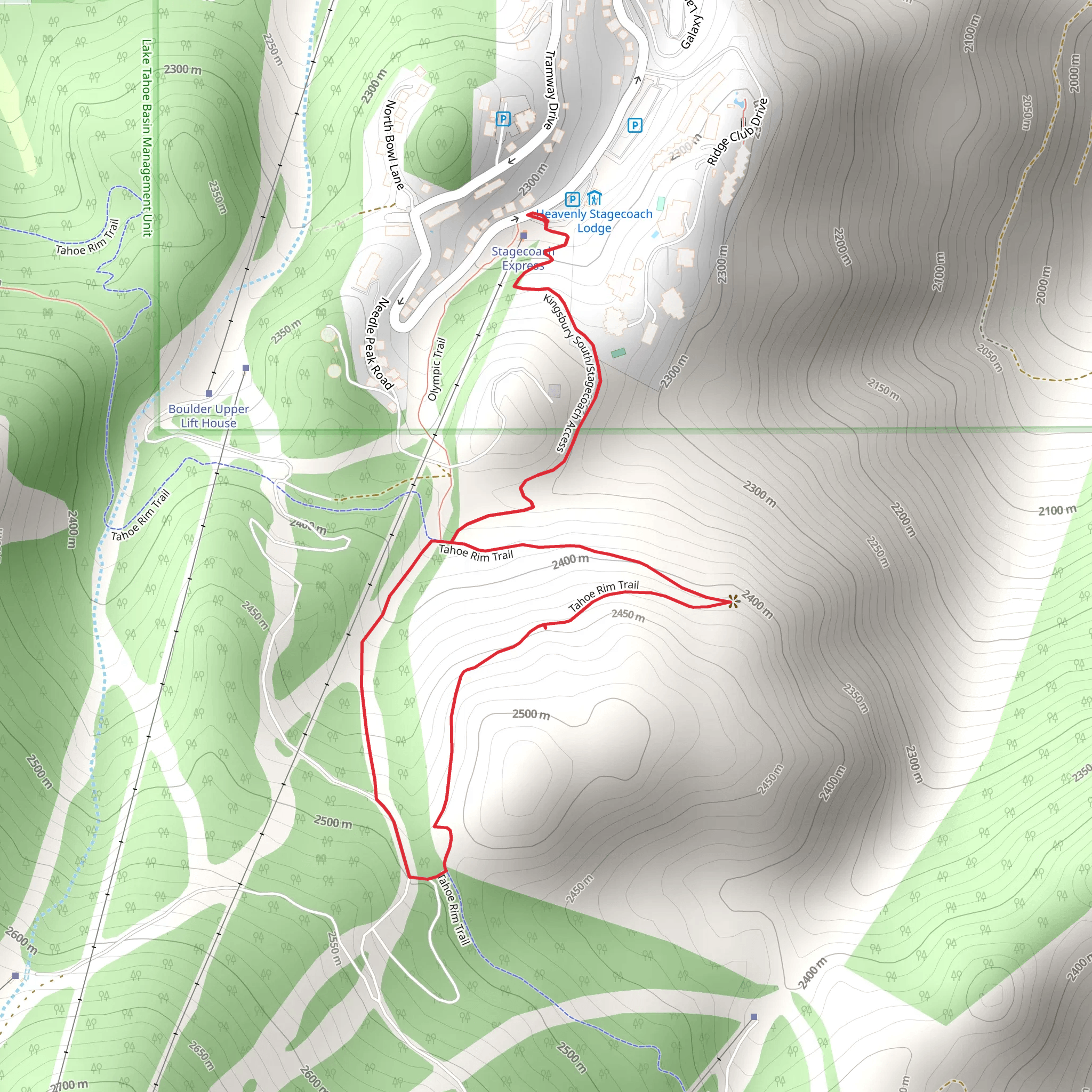 Tahoe Rim Trail and Kingsbury South-Stagecoach Access Loop mobile static map