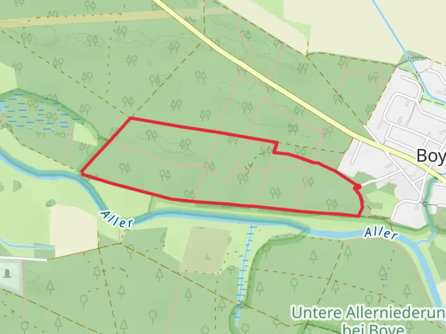 An image depicting the trail Boye Loop and its surrounding area.