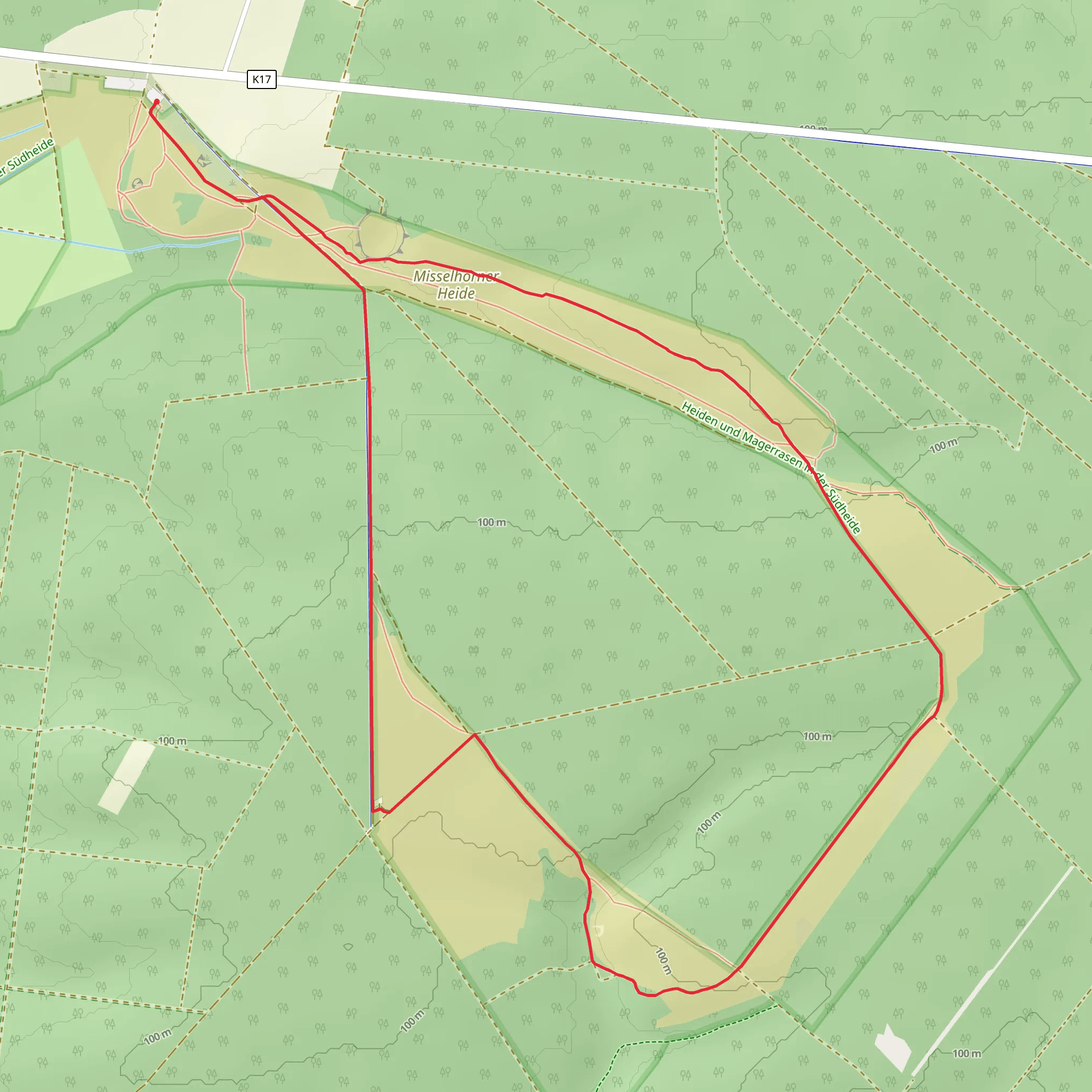 Natuurschutzgebiet Heideflachen Mittleres Lußplateau Loop mobile static map
