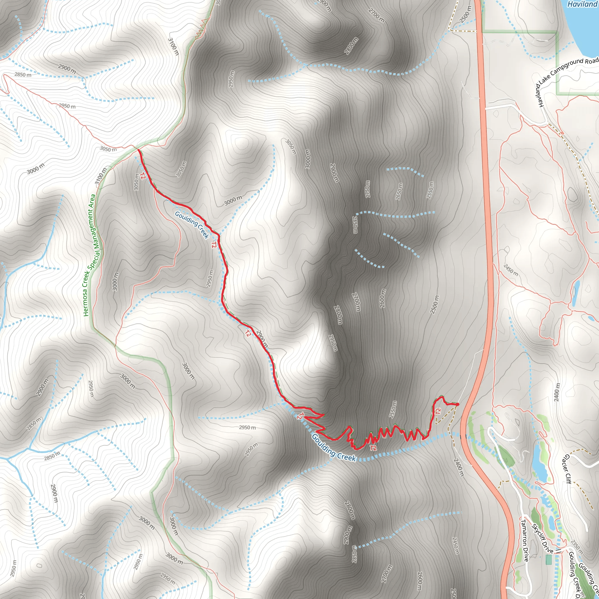 Goulding Creek Trail mobile static map