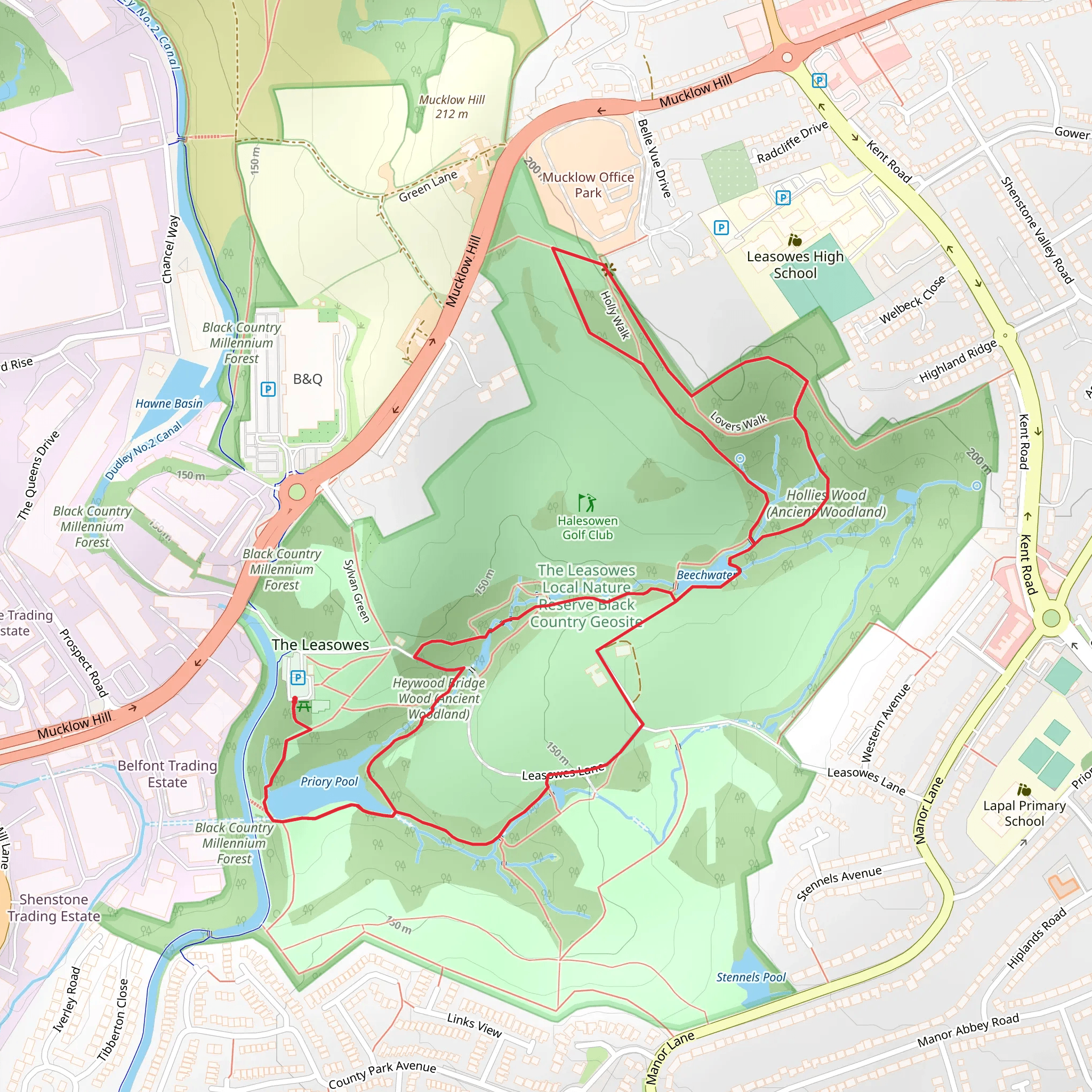 The Leasowes Local Nature Reserve Black Country Geosite Loop mobile static map