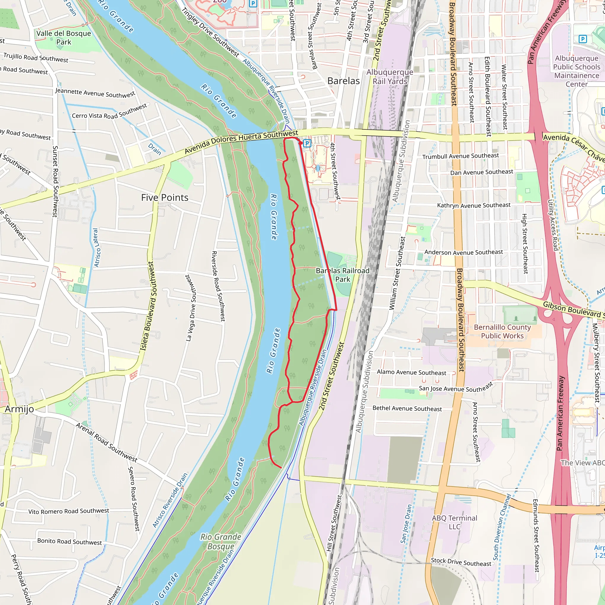 Barelas Railroad Park Loop mobile static map