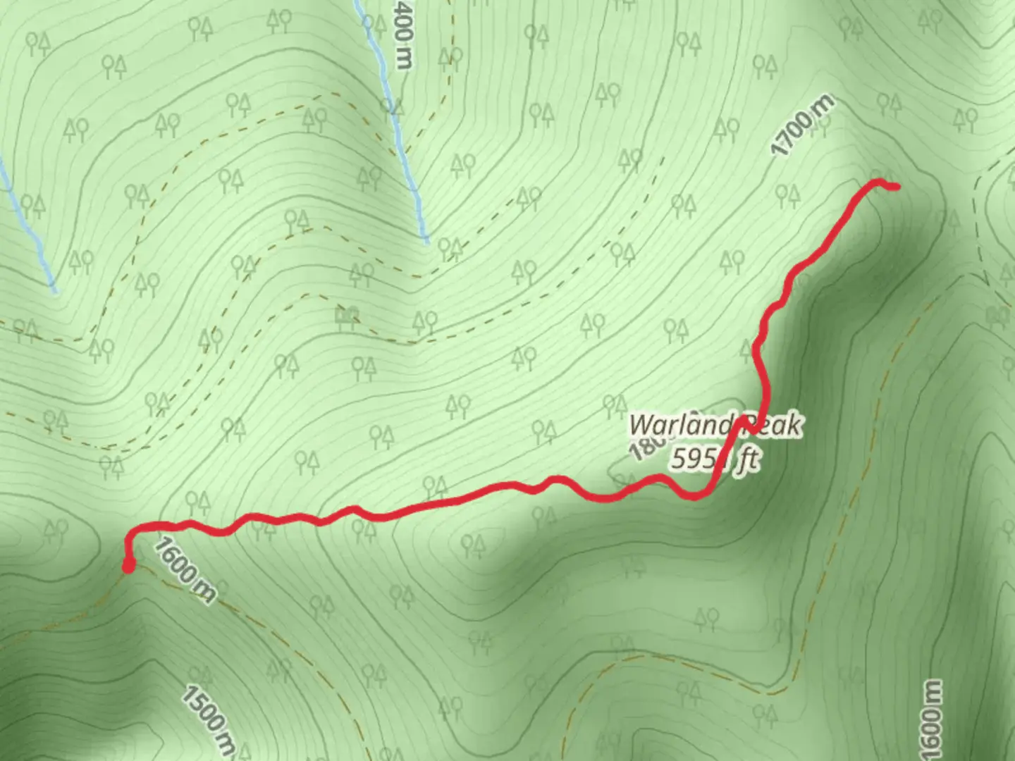 An image depicting the trail Warland Peak Lookout Trail and its surrounding area.