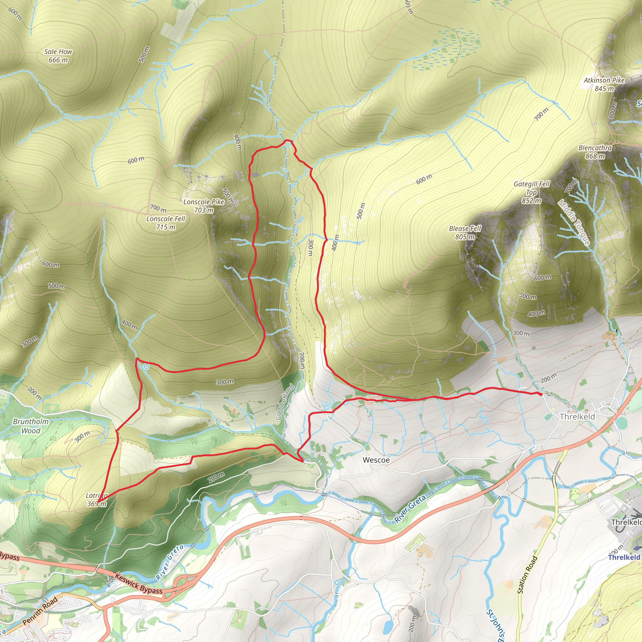 Latrigg Loop from Threlkeld mobile static map