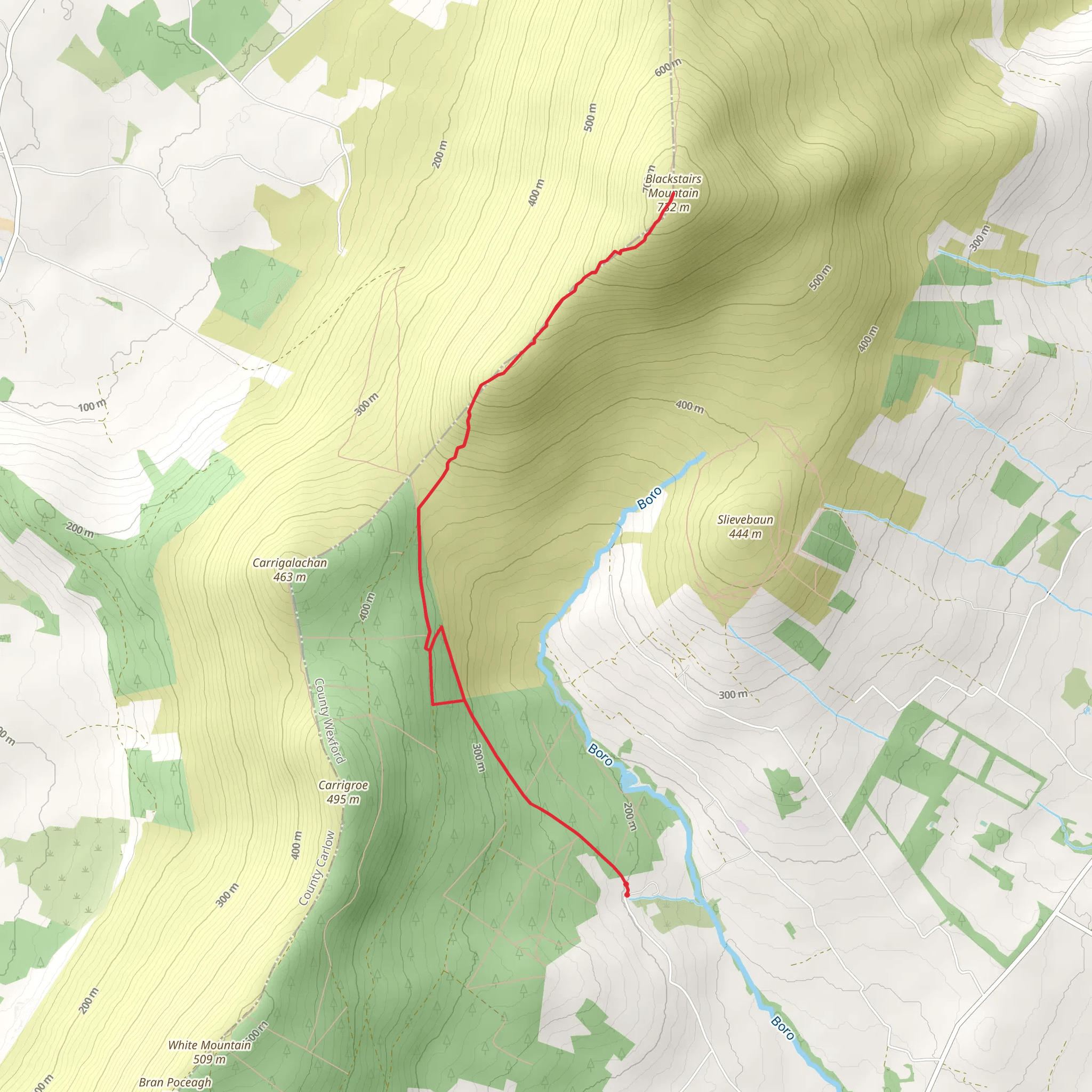 Blackstairs Mountain Trail mobile static map