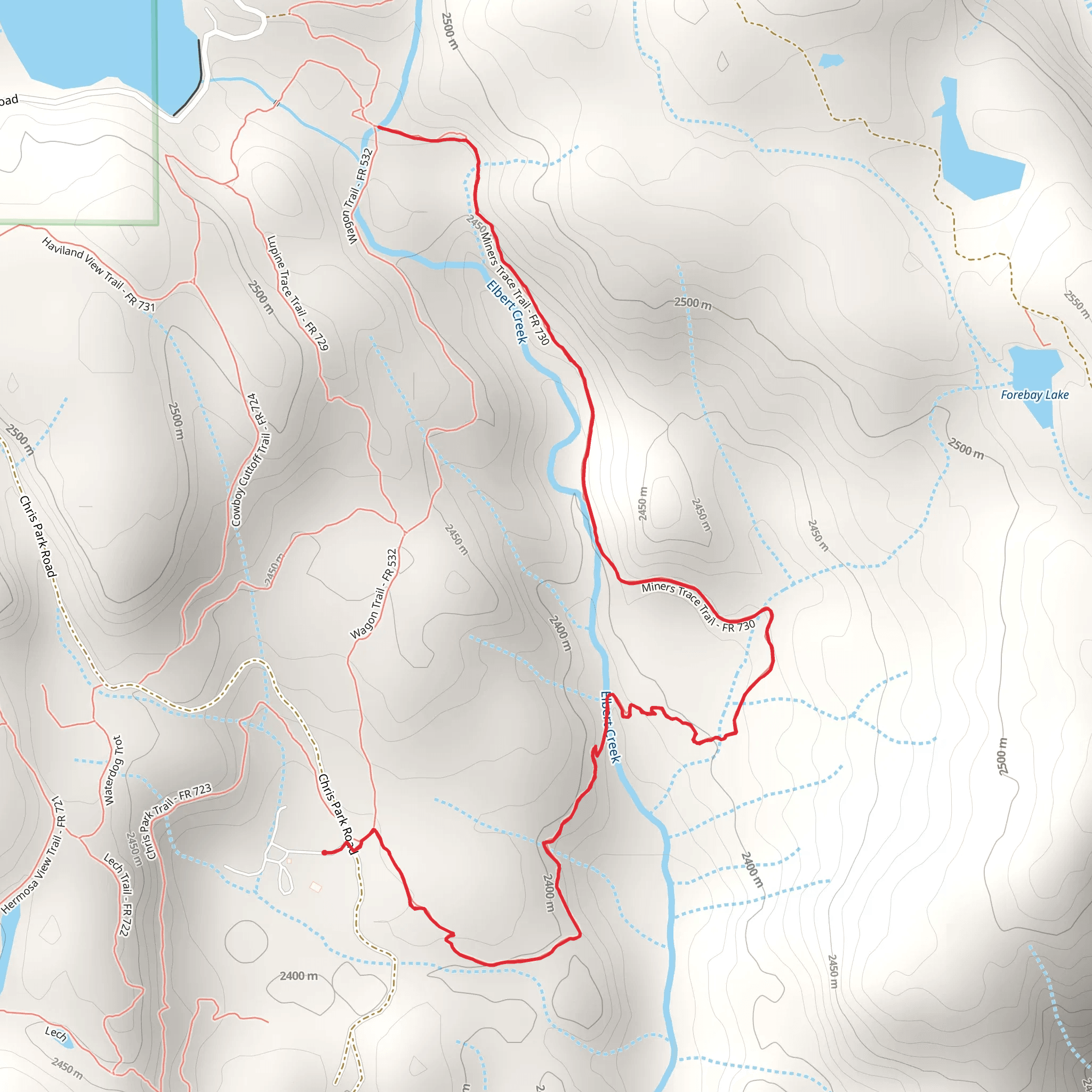 Miners Trace Trail mobile static map