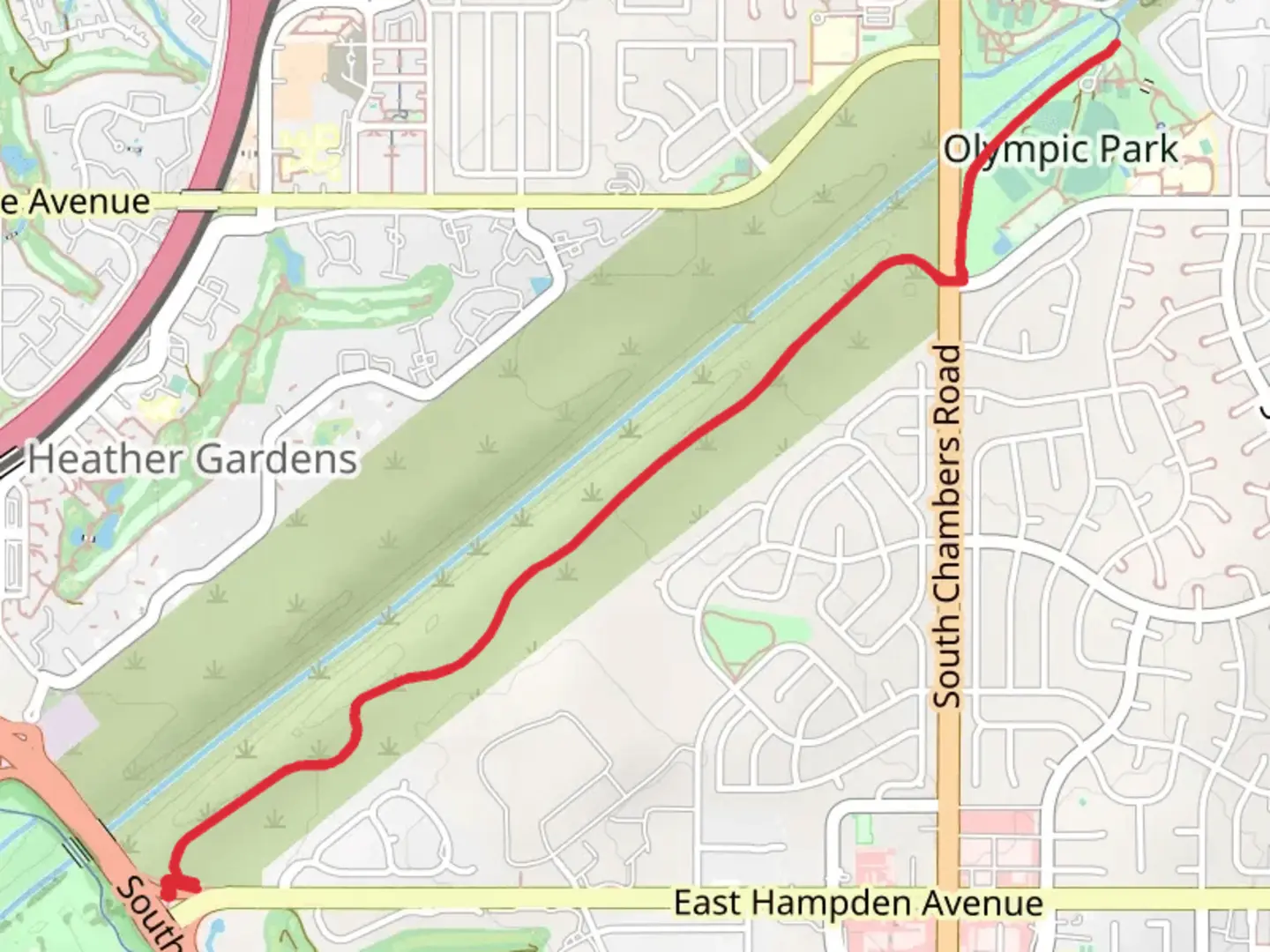 An image depicting the trail Cherry Creek Spillway Trail and its surrounding area.