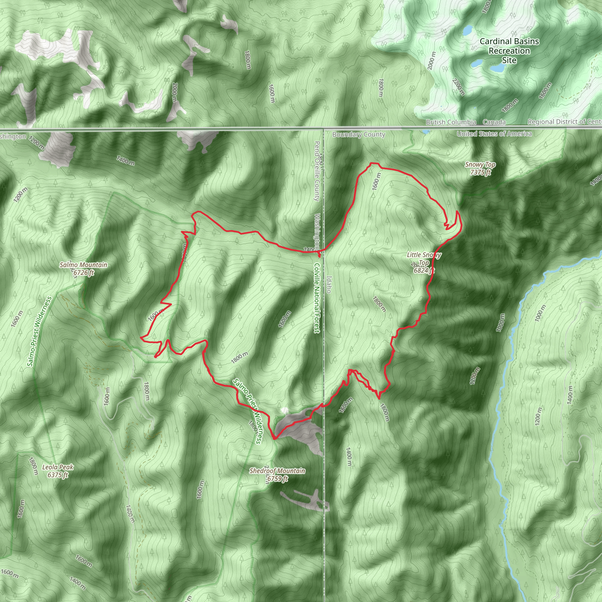 Salmo Basin and Shedroof Divide Loop Trail mobile static map
