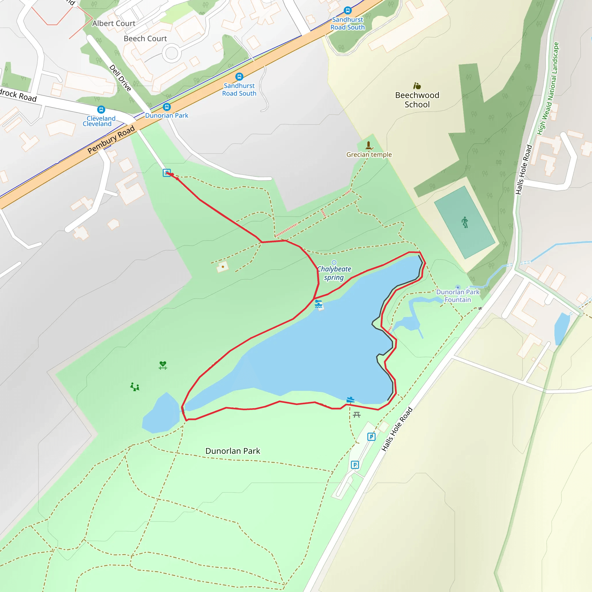 Dunorlan Park Loop mobile static map
