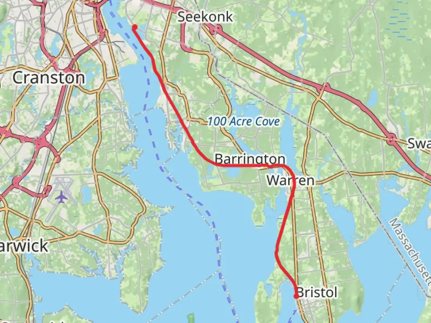 An image depicting the trail East Bay Bike Path and its surrounding area.