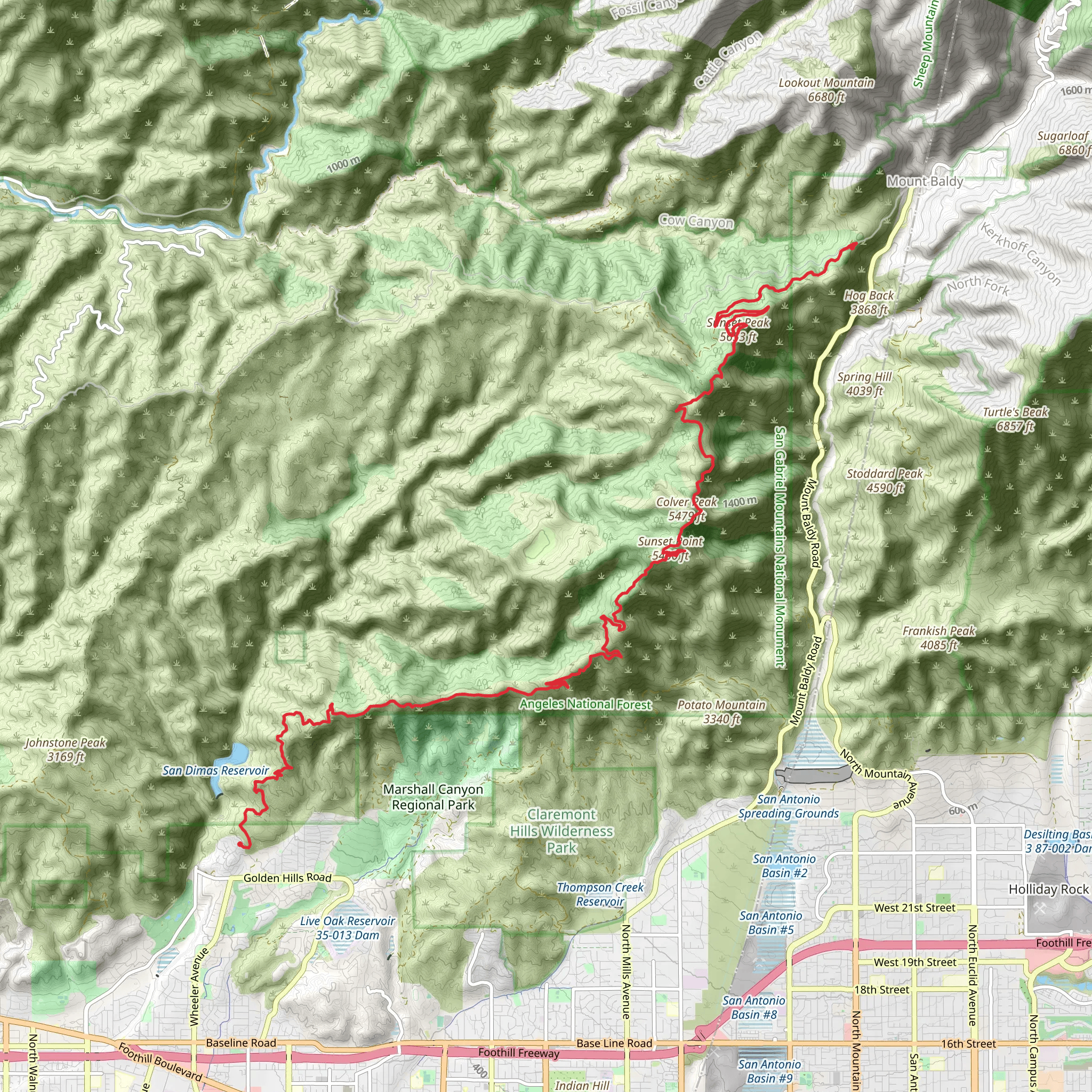 Sunset Peak and Sunset Point mobile static map