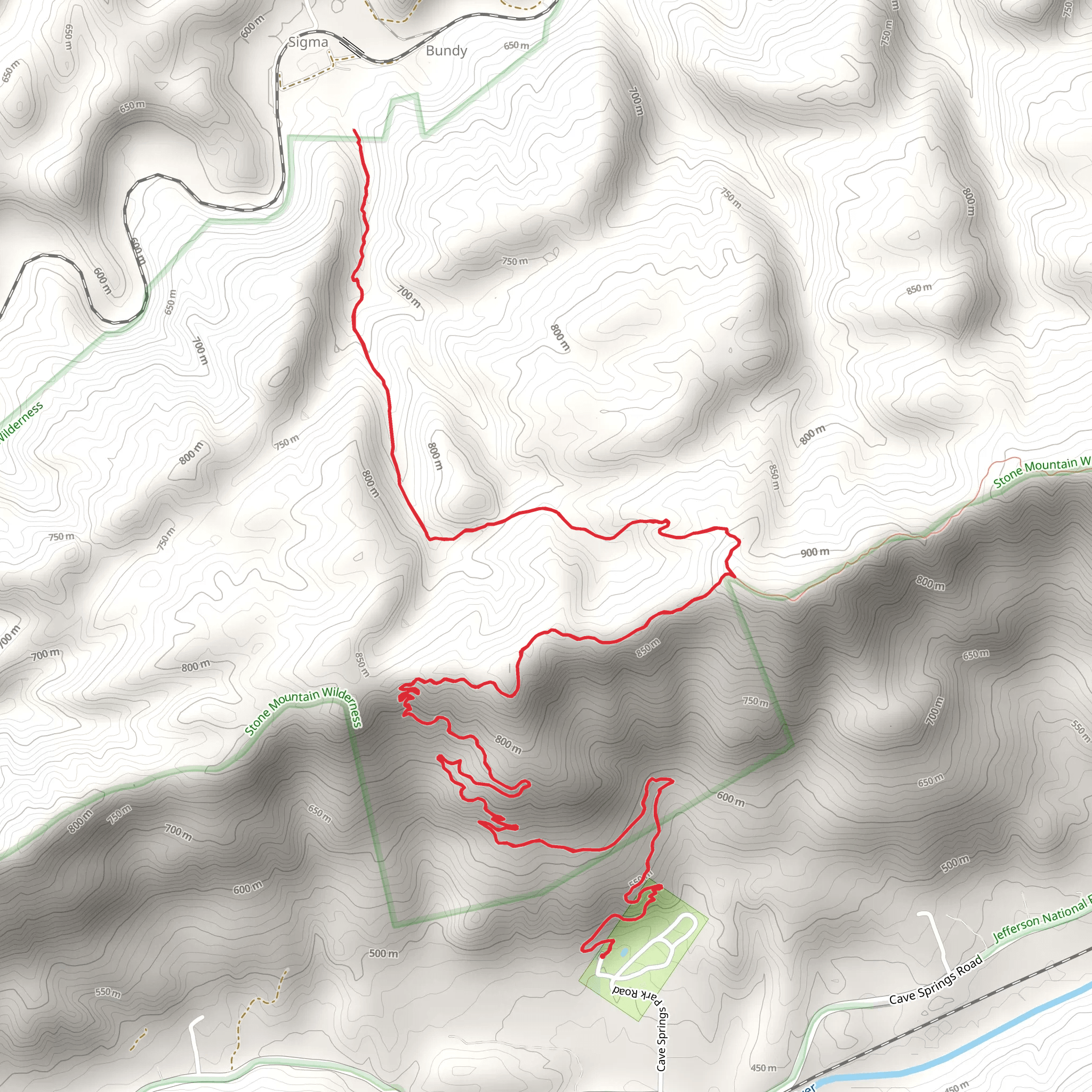 Payne Branch Trail via Stone Mountain Trail mobile static map