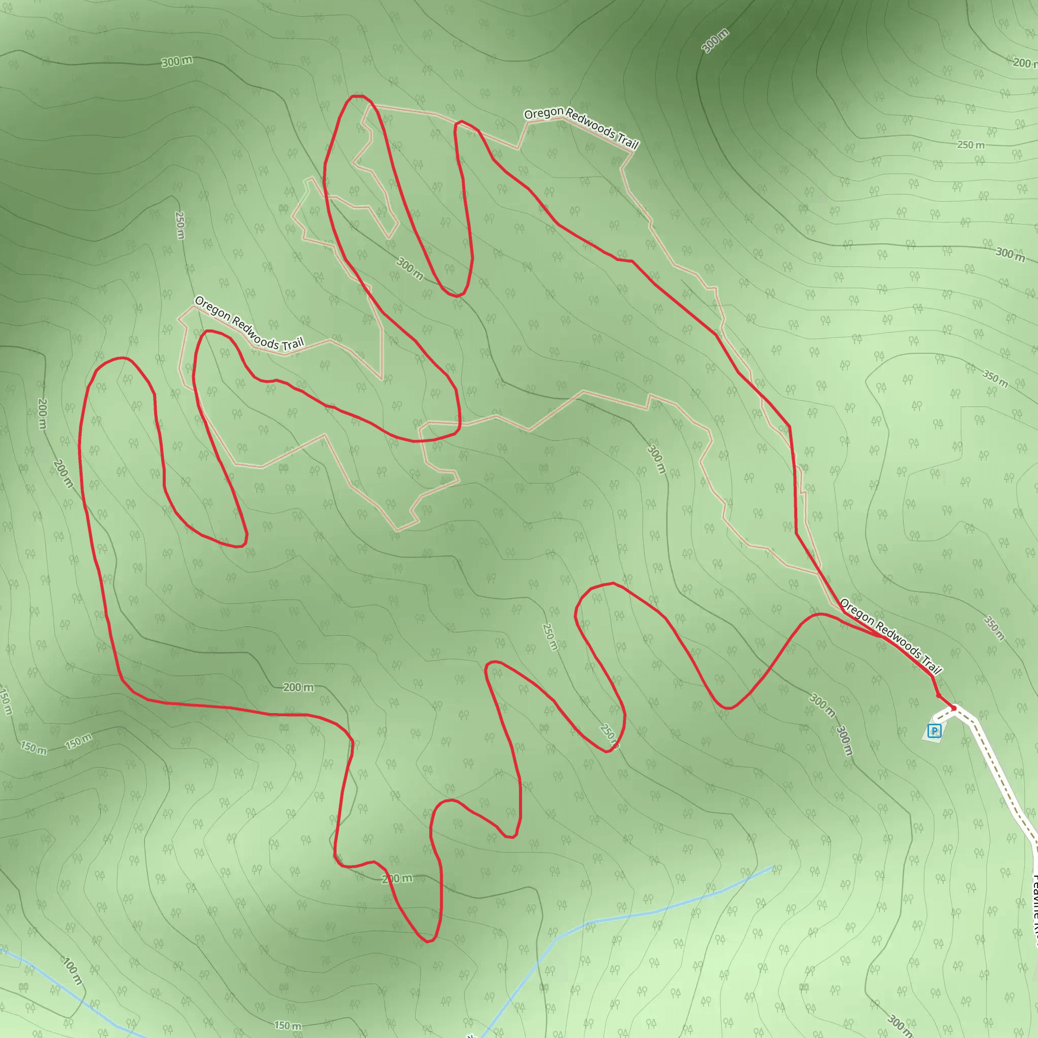 Oregon Redwoods - Hiking Loop Trail mobile static map