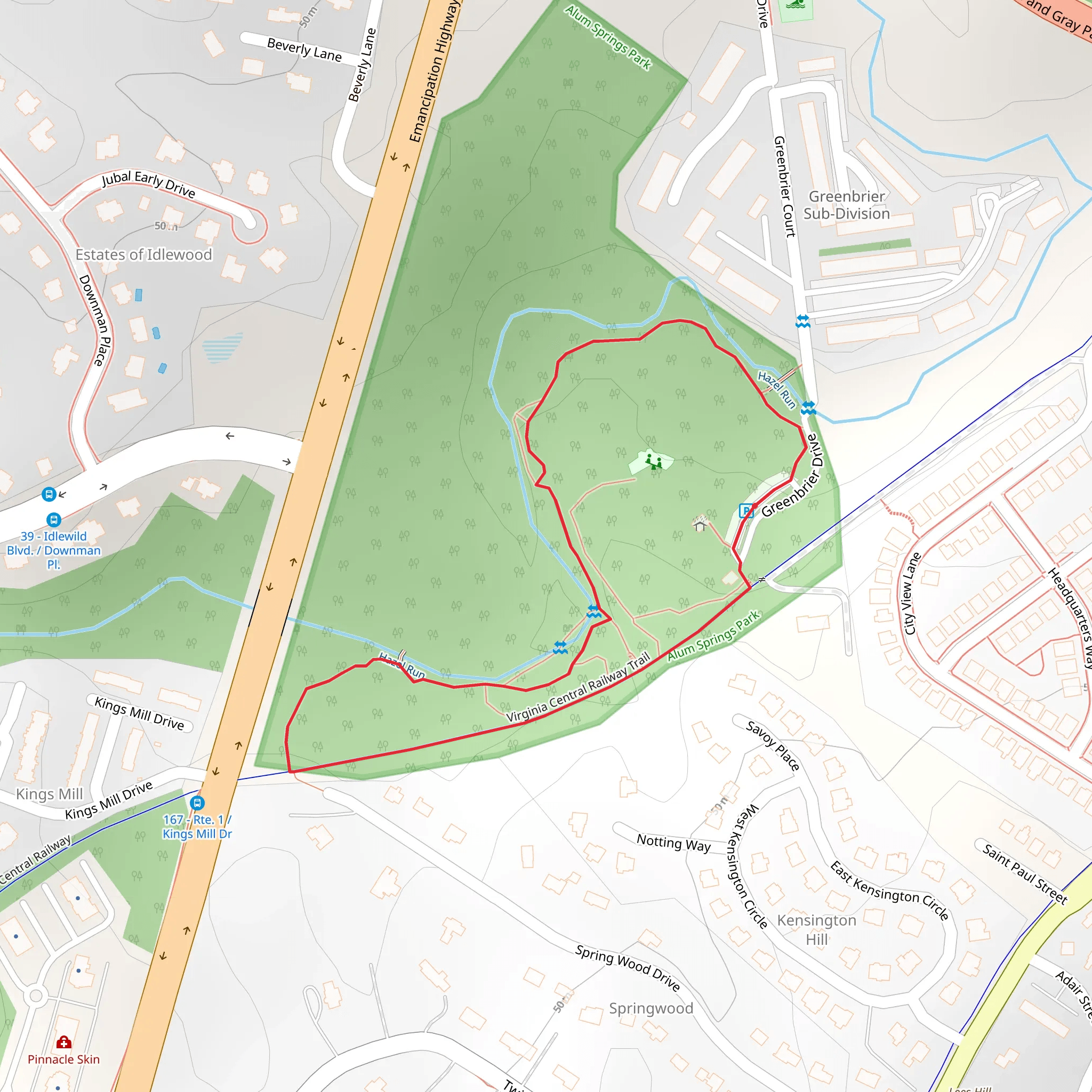 Hazel Run and Virginia Central Railway Loop Trail mobile static map