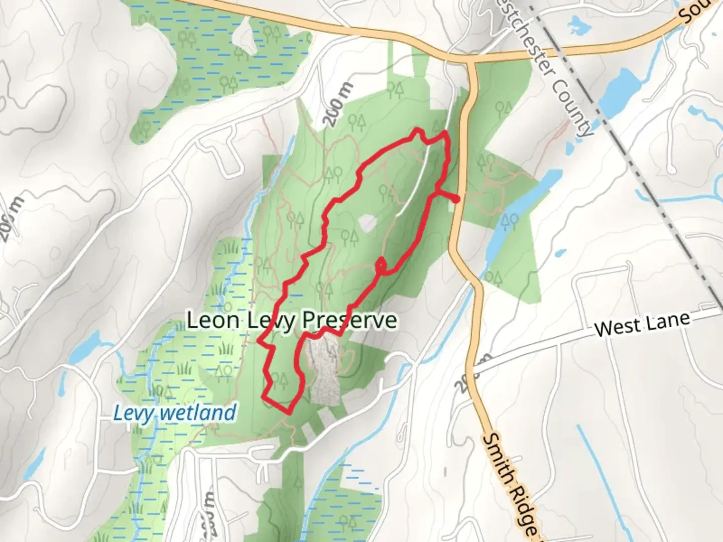 An image depicting the trail Leon Levy Preserve Loop Trail and its surrounding area.