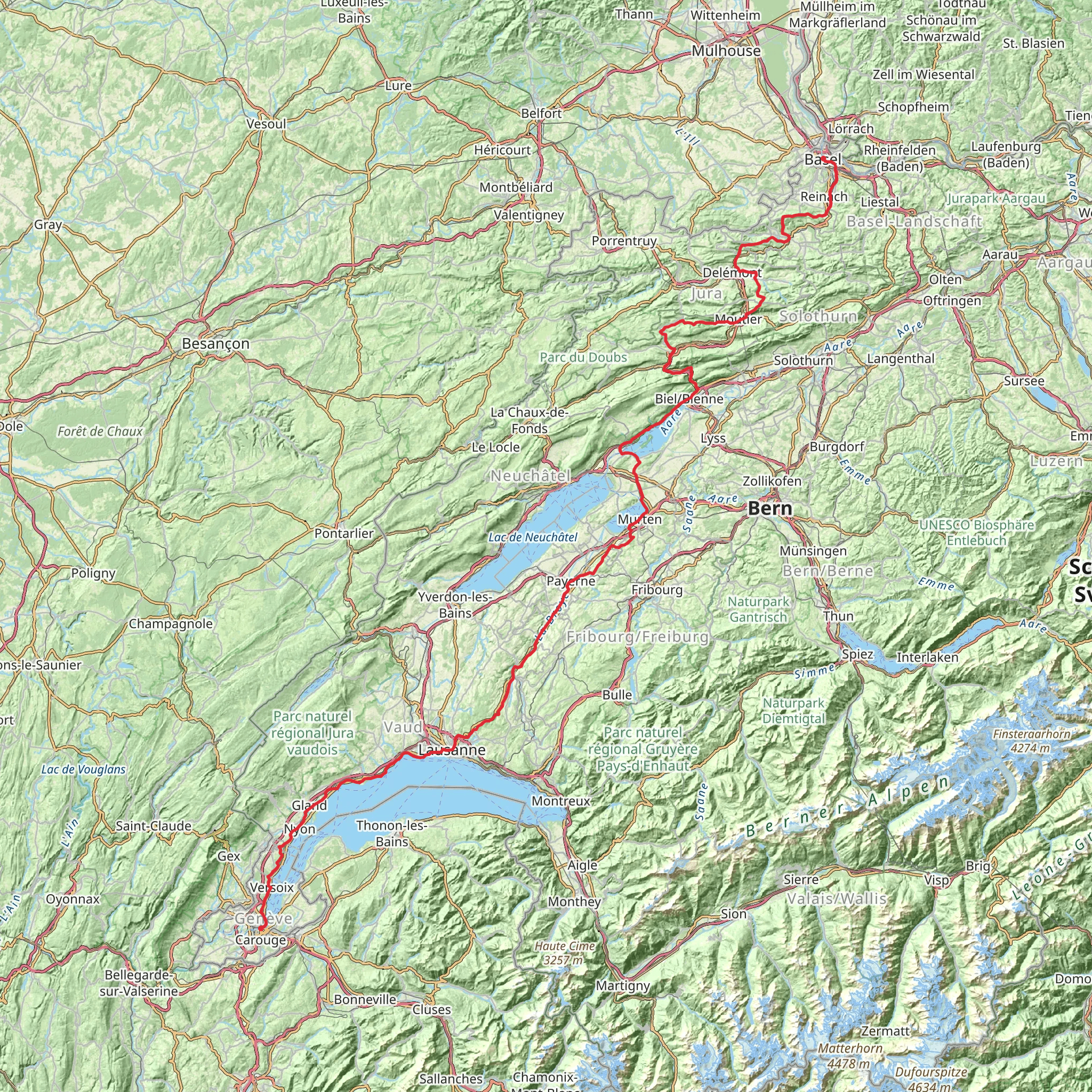 Camino Basel-Geneva via Biel mobile static map