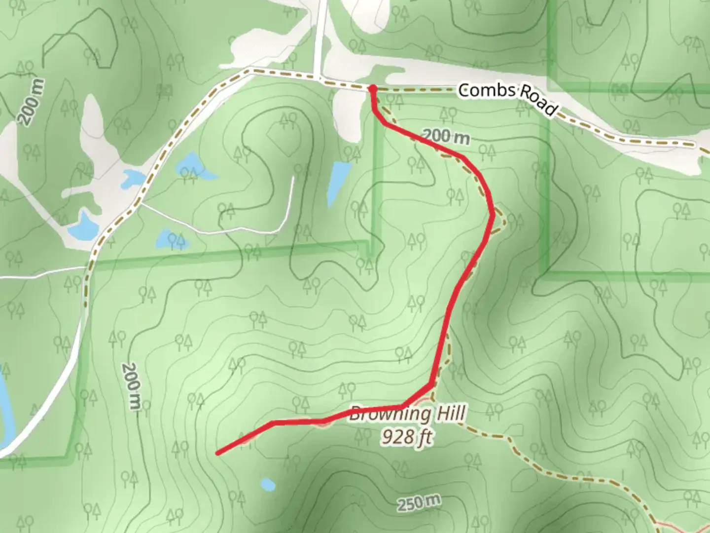 An image depicting the trail Browning Hill - Combs Road and its surrounding area.
