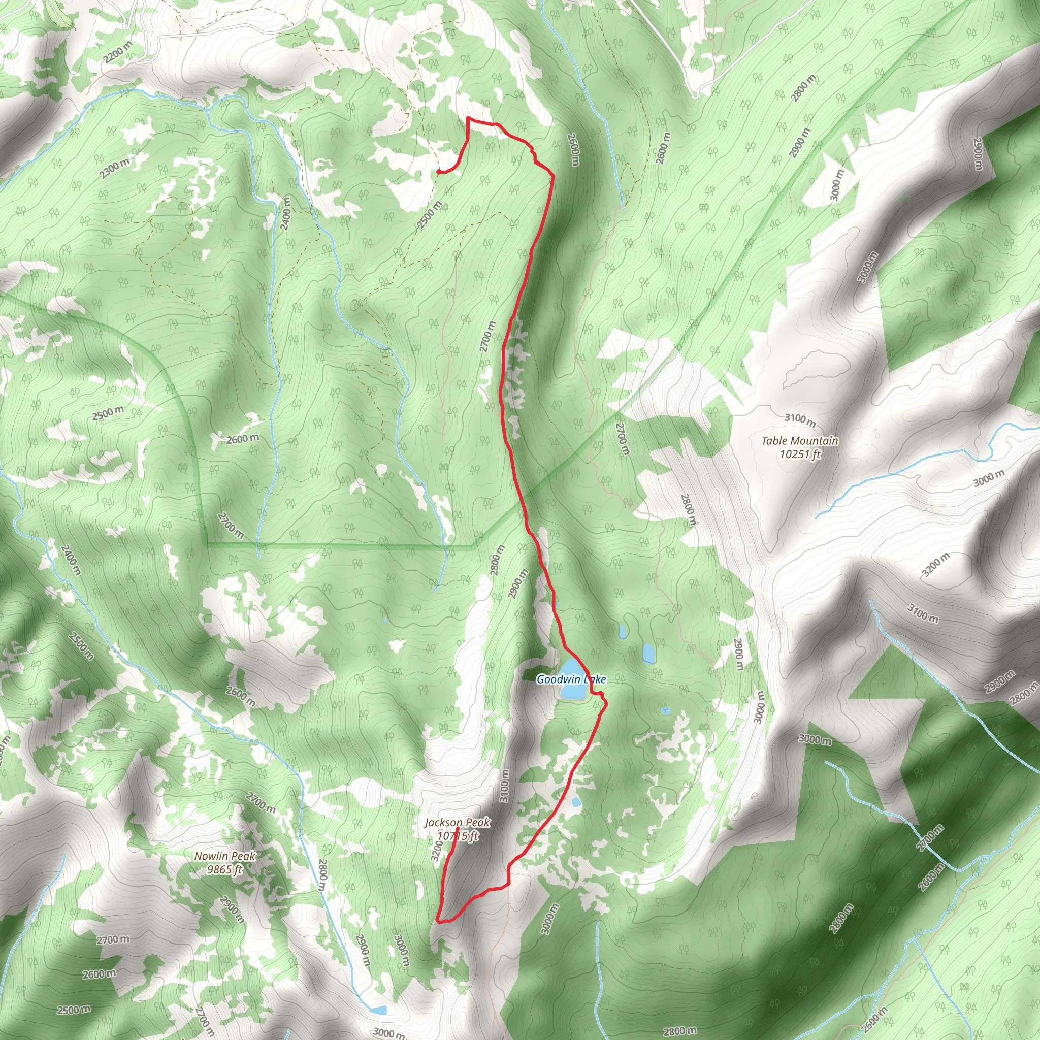 Jackson Peak via Goodwin Lake Trail mobile static map
