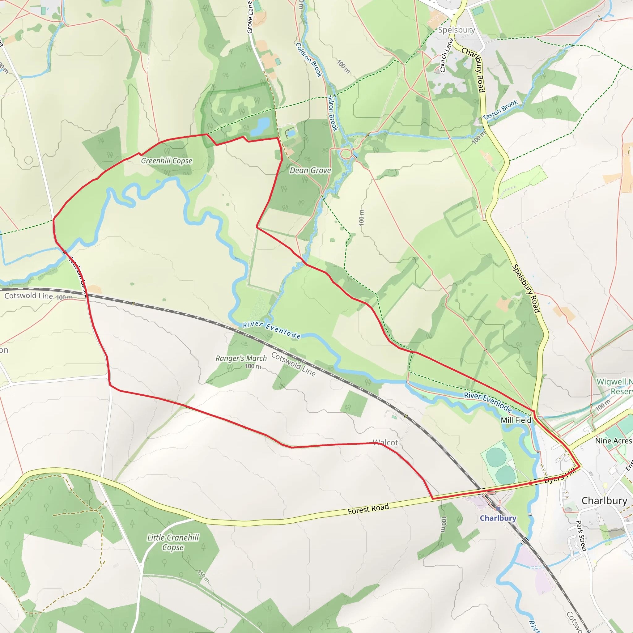 Charlbury Circular Walk mobile static map