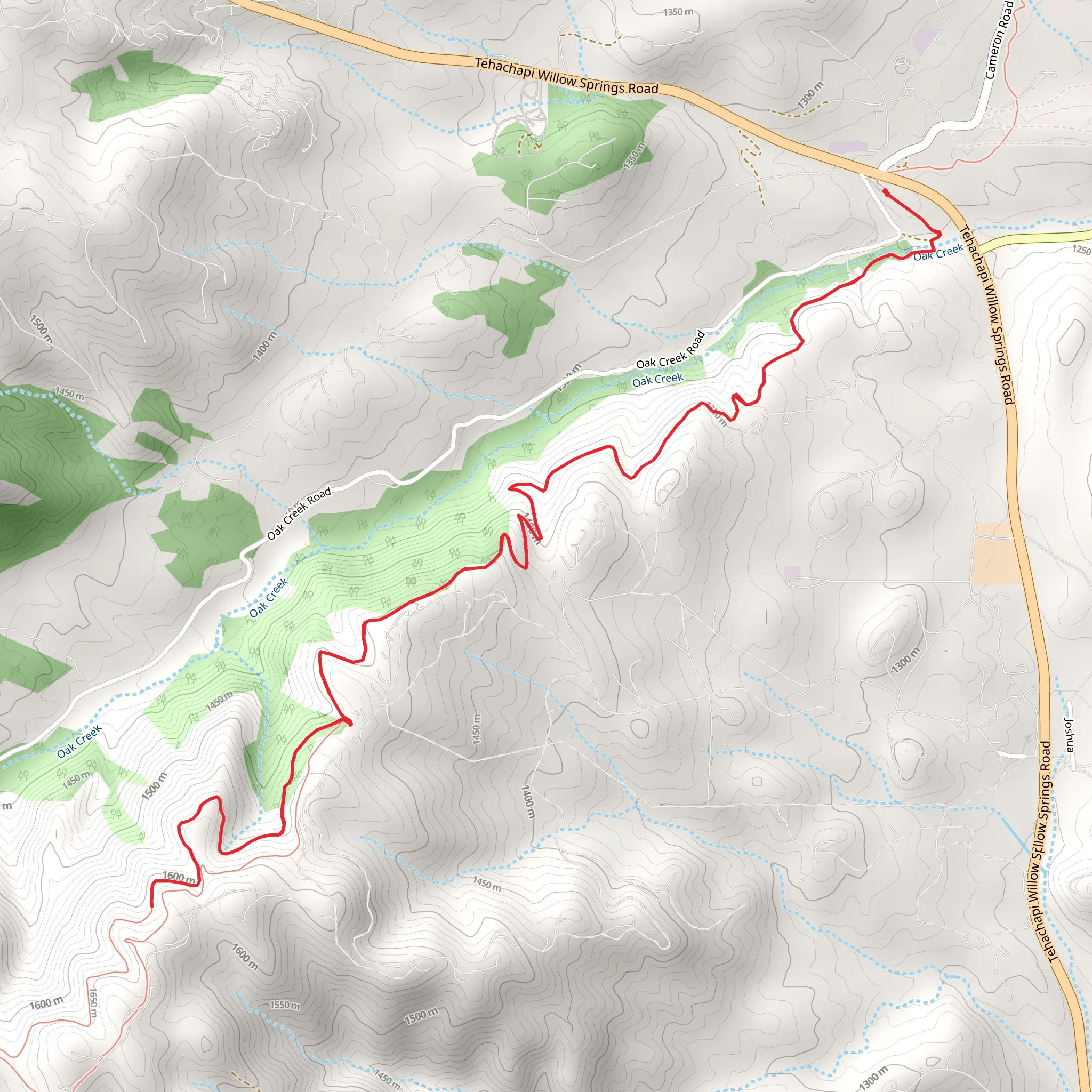 Oak Creek via PCT mobile static map
