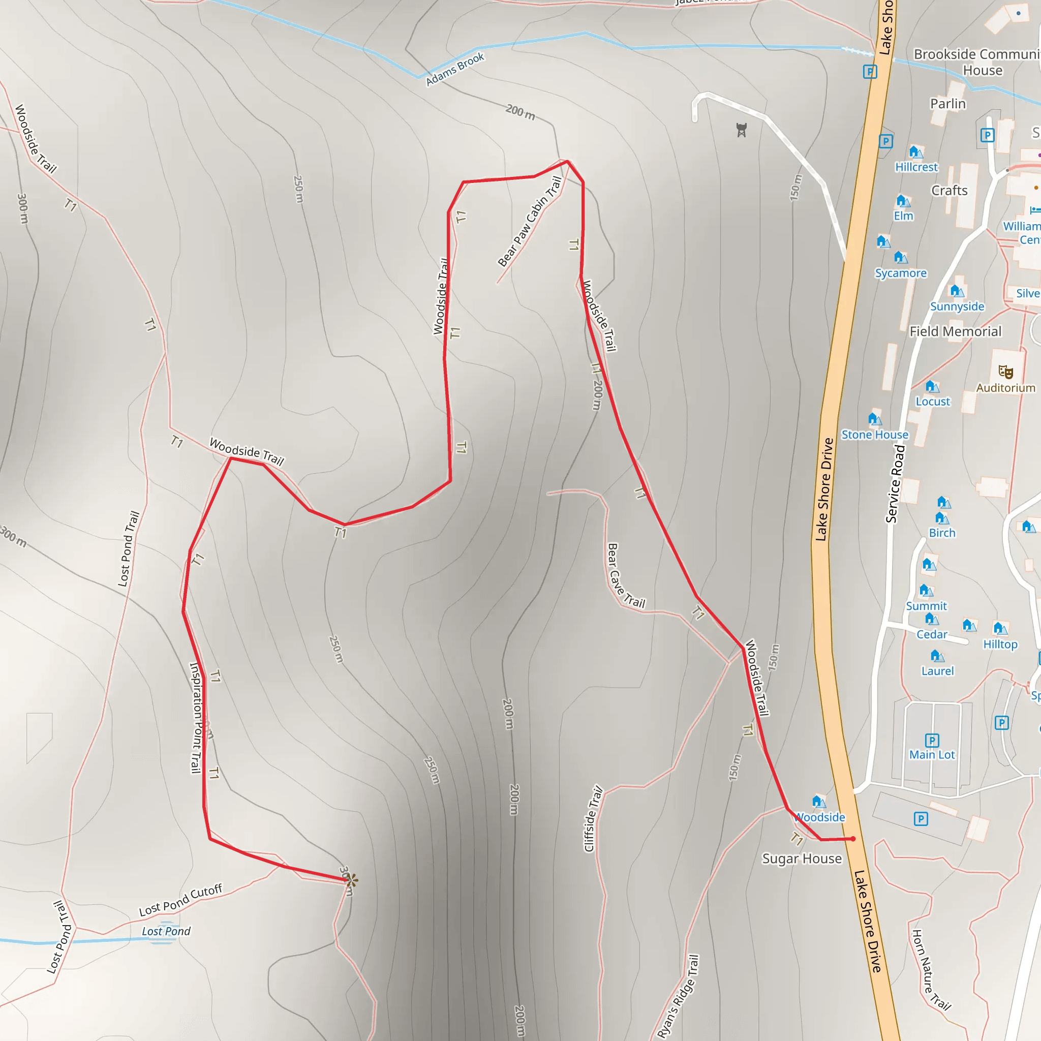 Inspiration Point Trail via Woodside Traill mobile static map