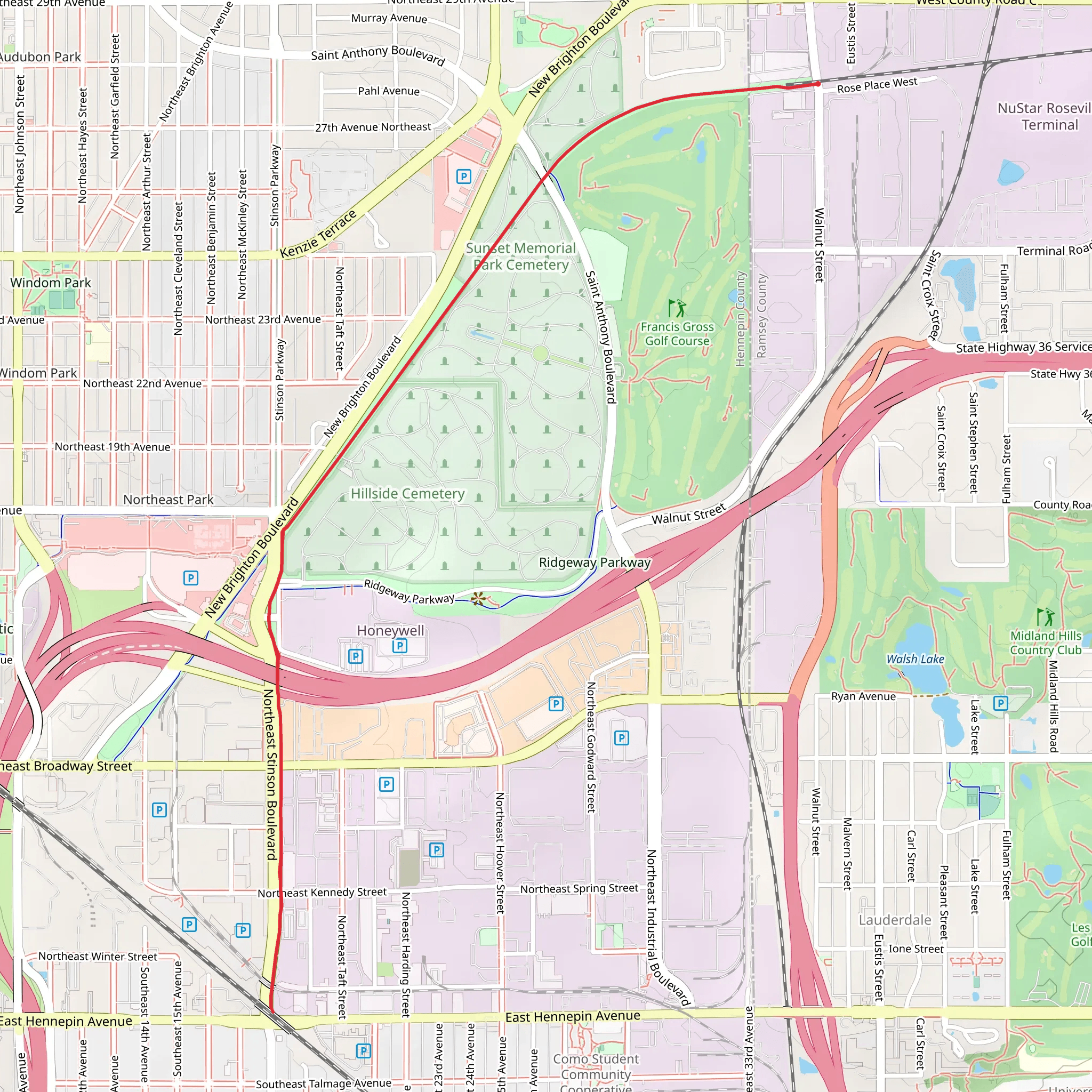 Northeast Diagonal Regional Trail mobile static map