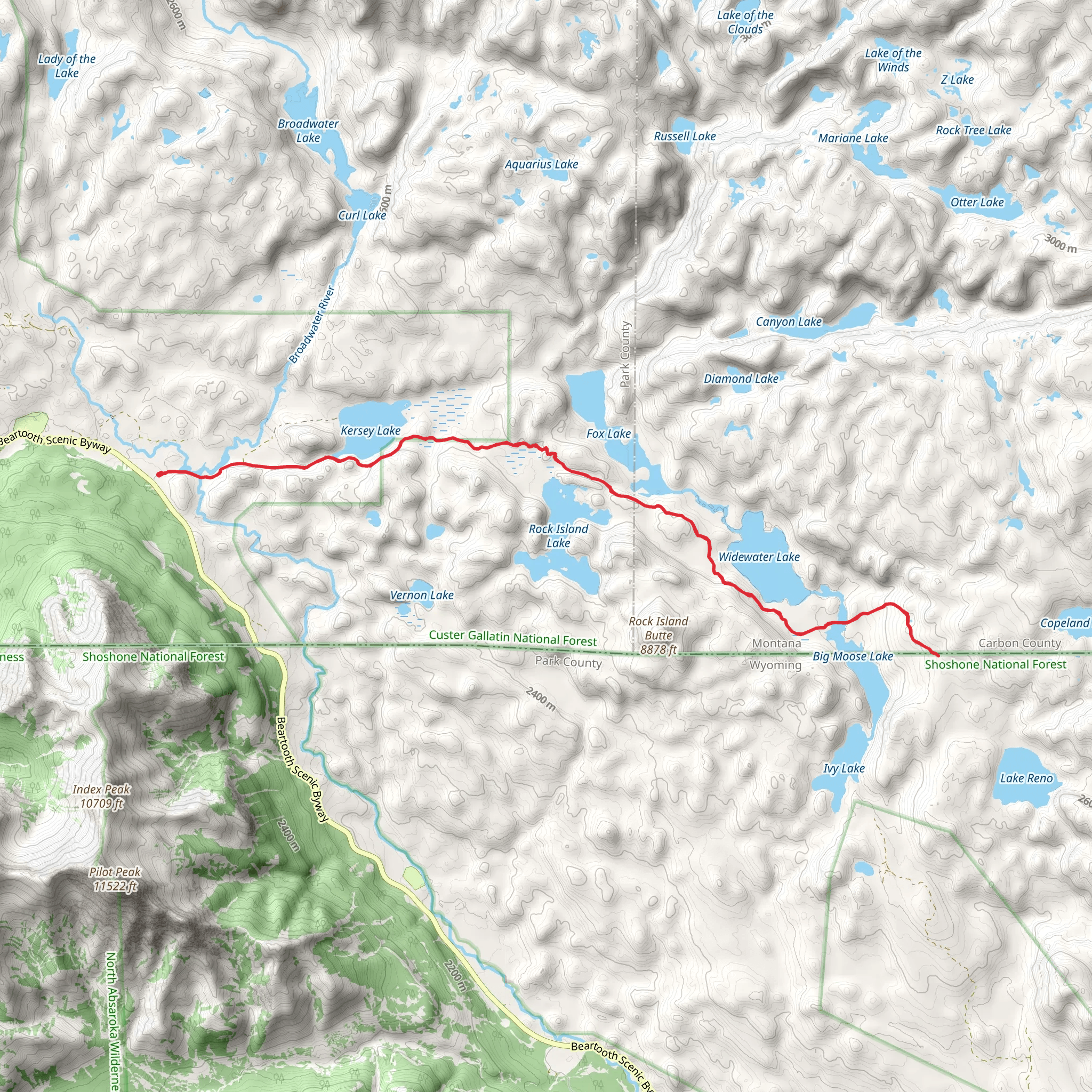 Widewater Trail via Russel Creek Trail mobile static map