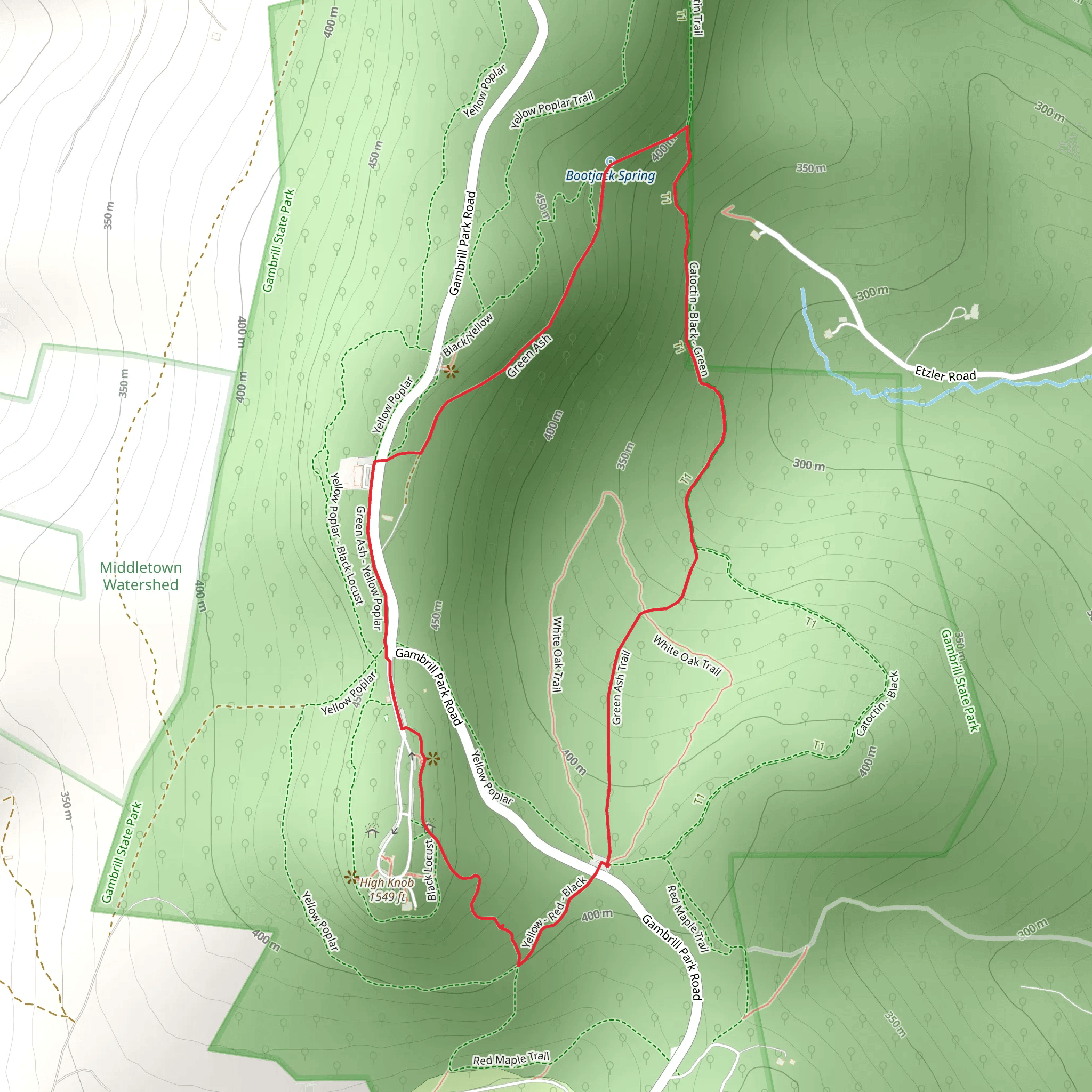 Black Locust and Green Ash Loop Trail mobile static map