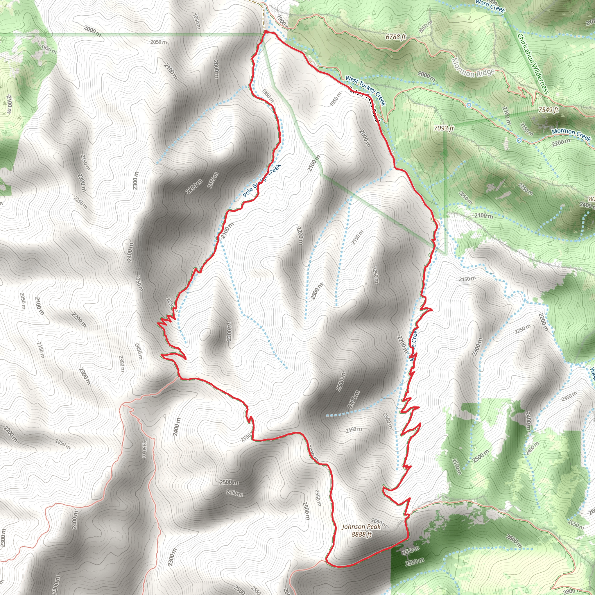 Pole Bridge and Morse Canyon Trail mobile static map