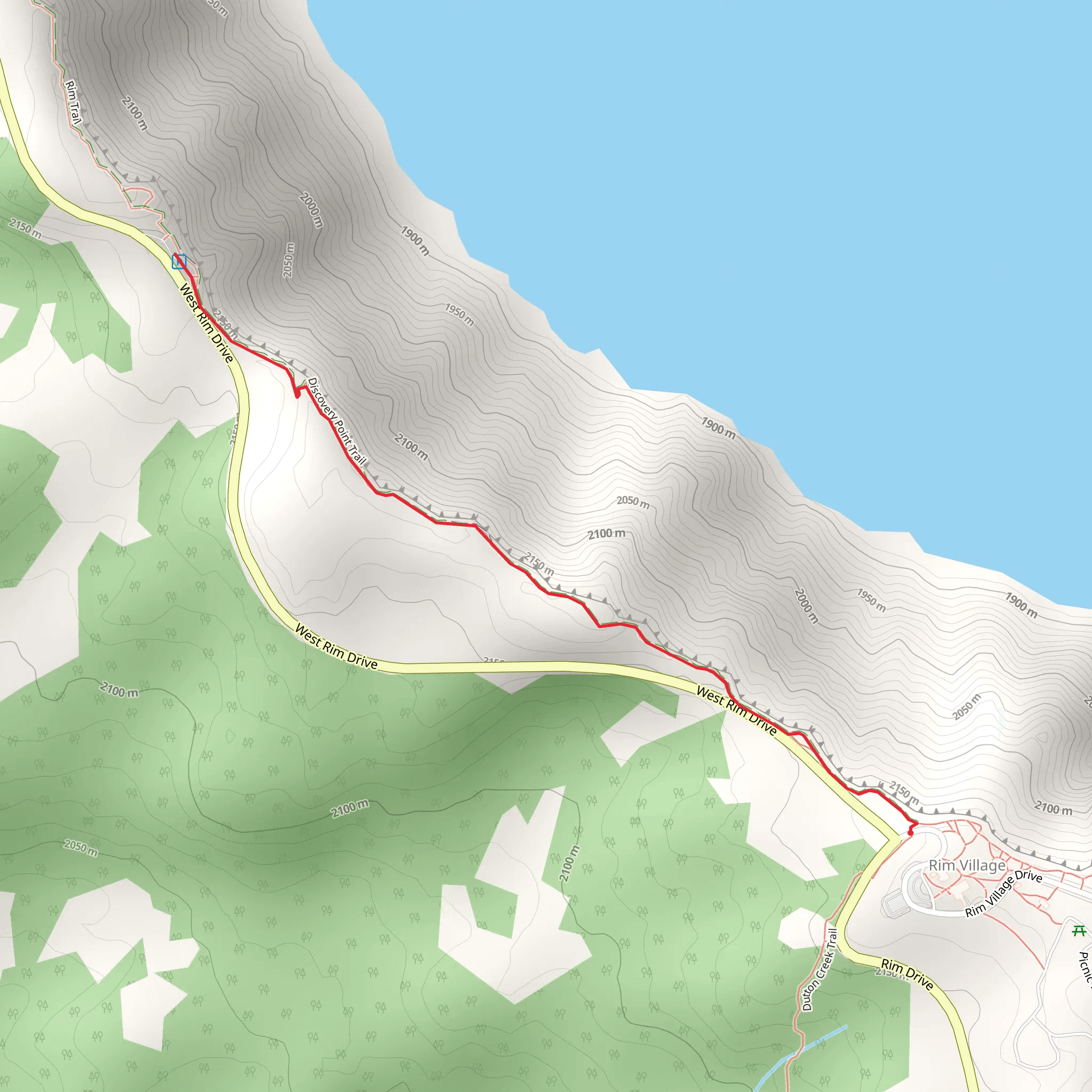 PCT from Rim Village Road mobile static map