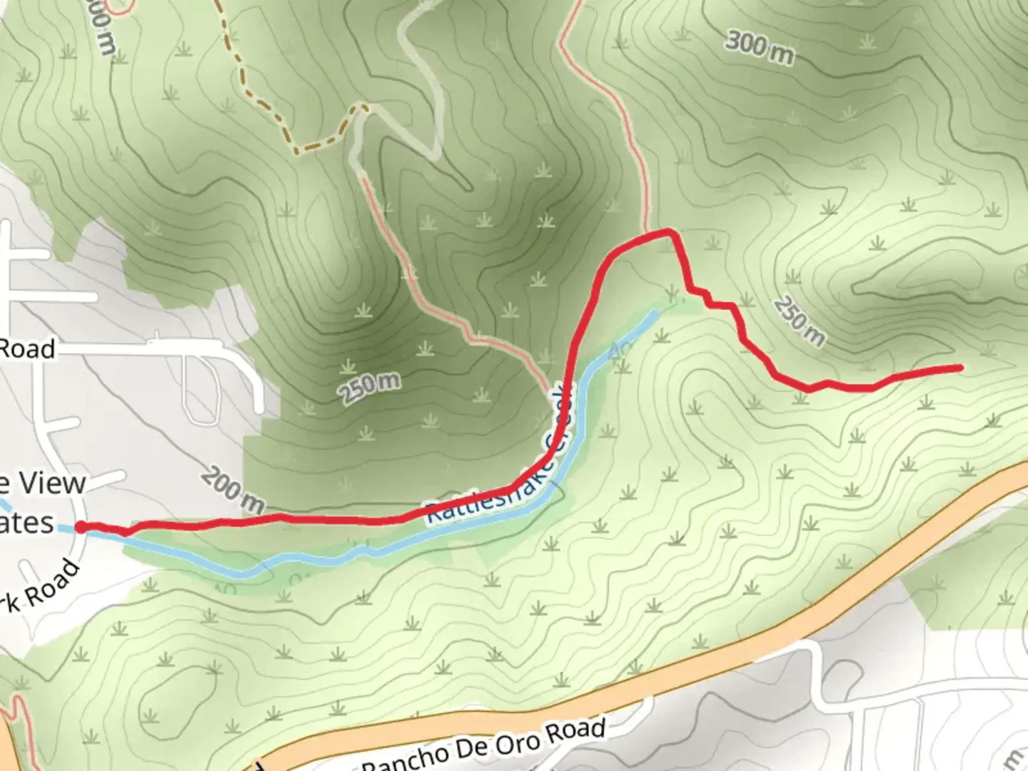 An image depicting the trail Rattlesnake Creek Trail and its surrounding area.