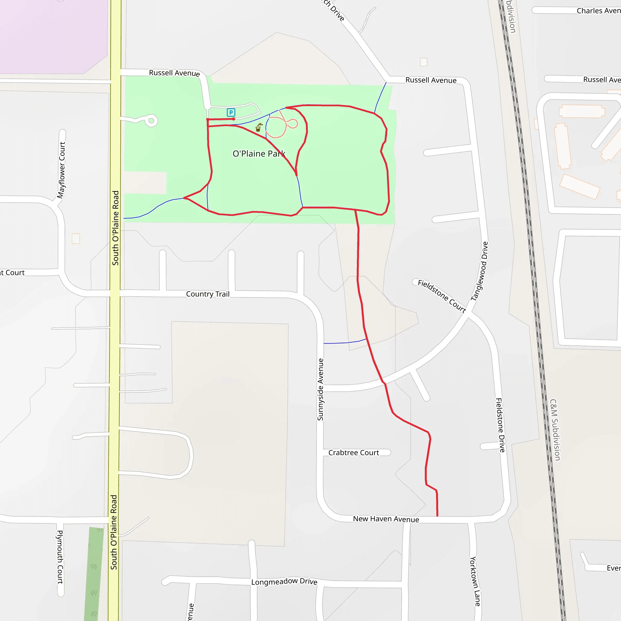 O'Plaine Park Loop mobile static map