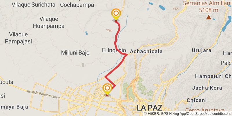 Cordillera Real Traverse stage 13 Map