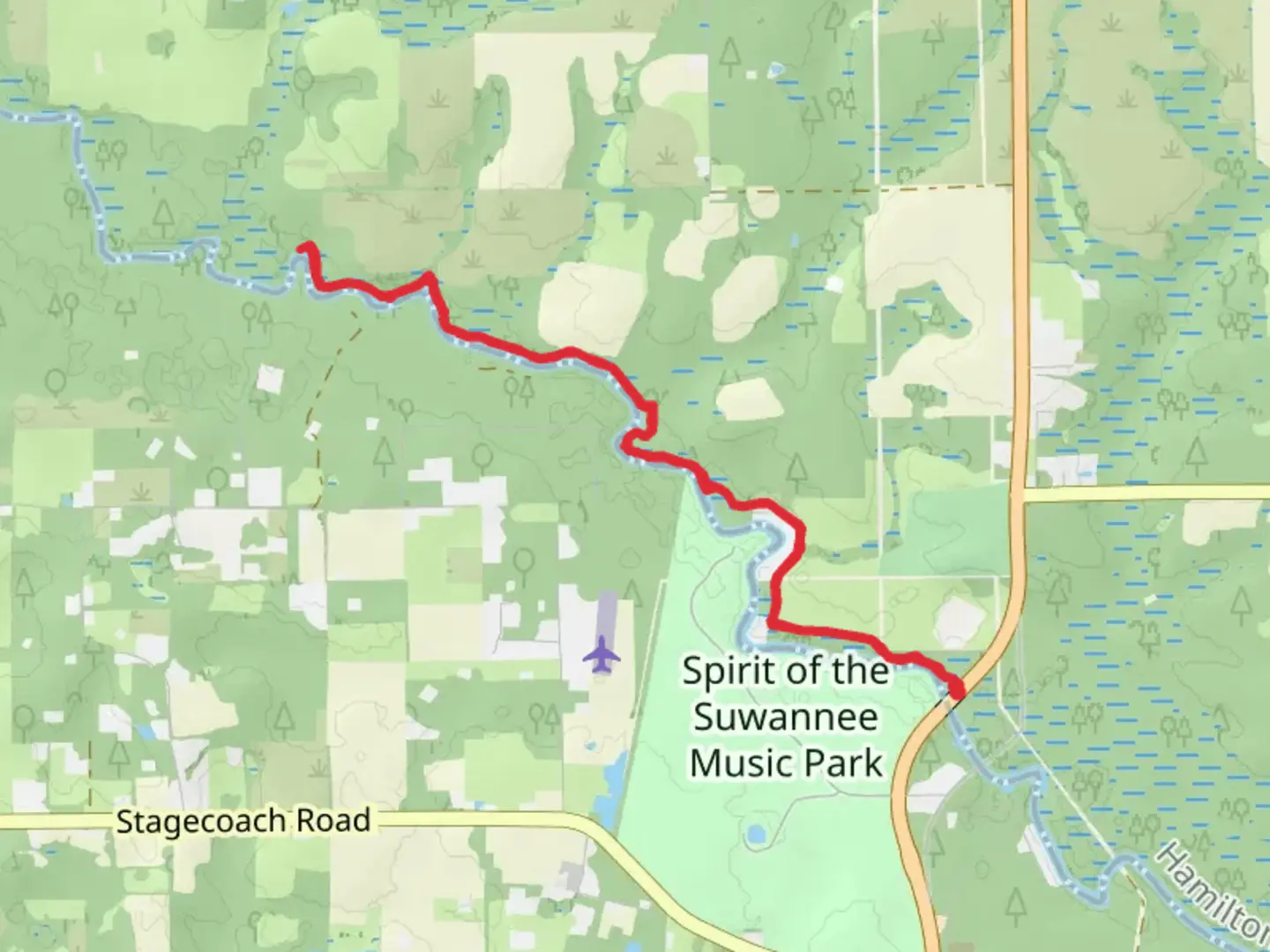 An image depicting the trail Suwannee Trail and its surrounding area.