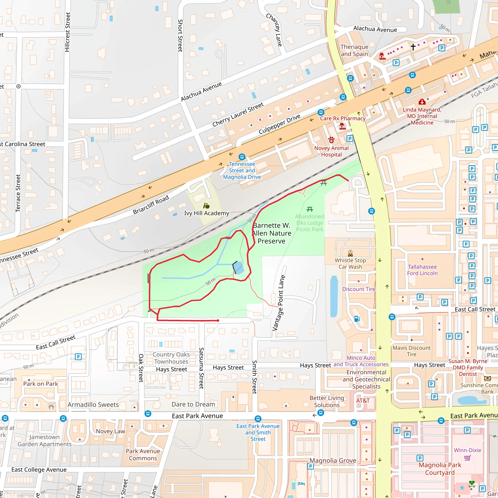Barnette W Allen Nature Preserve Loop mobile static map