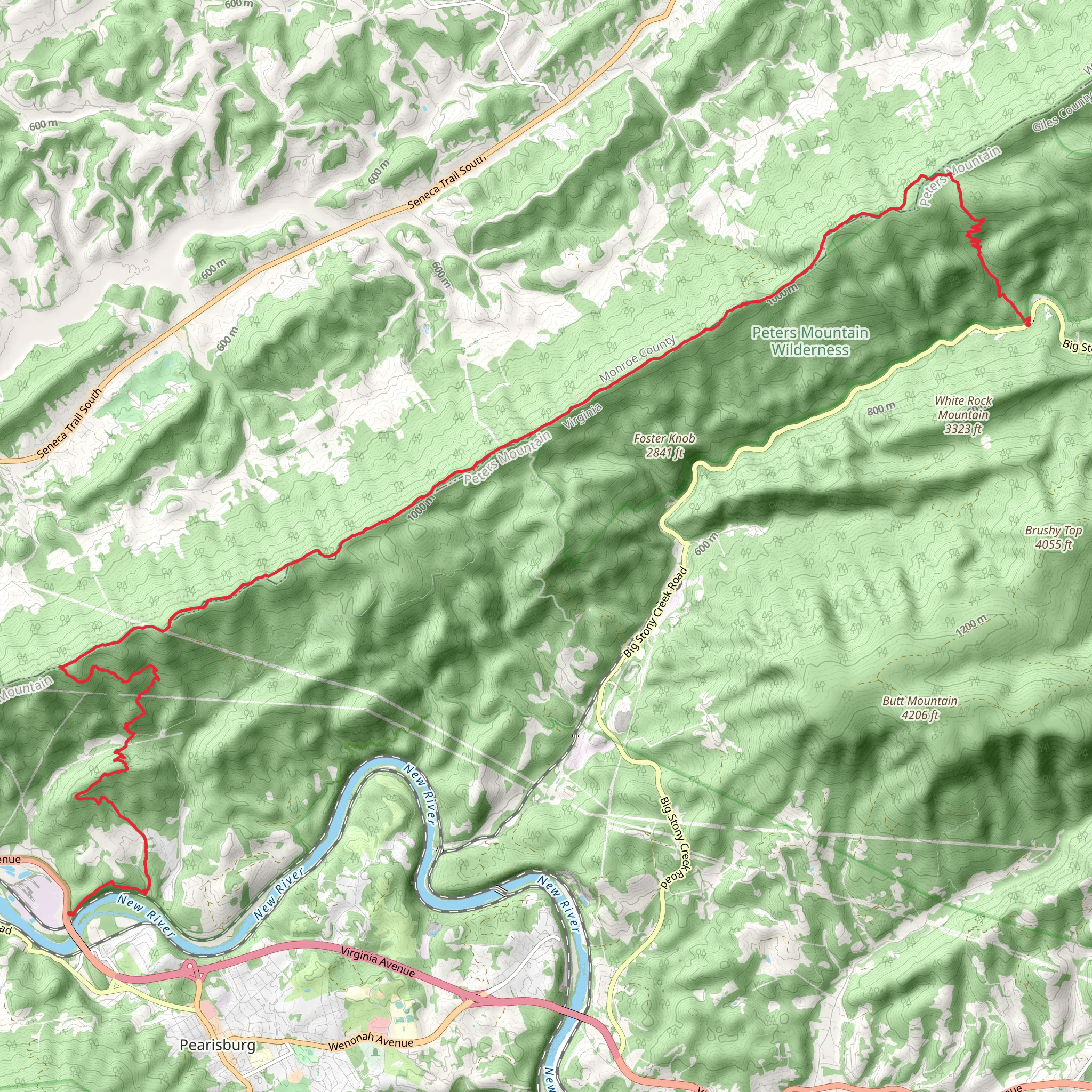 Big Stony Creek Road to Bluff City via Appalachian Trail mobile static map