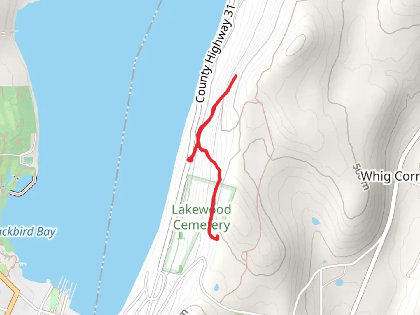An image depicting the trail Lakewood Cemetery - Park and its surrounding area.