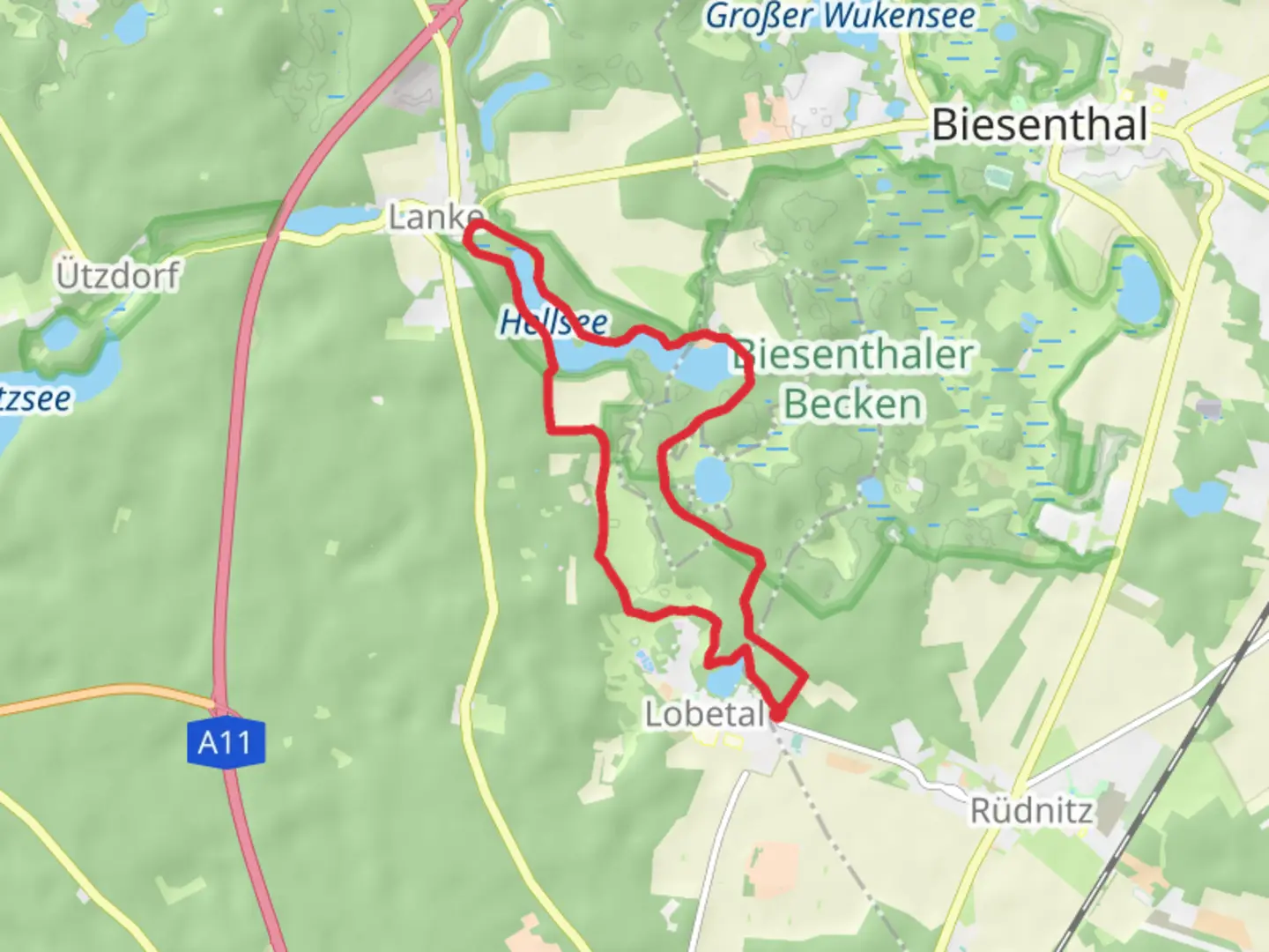 An image depicting the trail Mechesee and Hellsee via 66 Seen Wanderweg and its surrounding area.