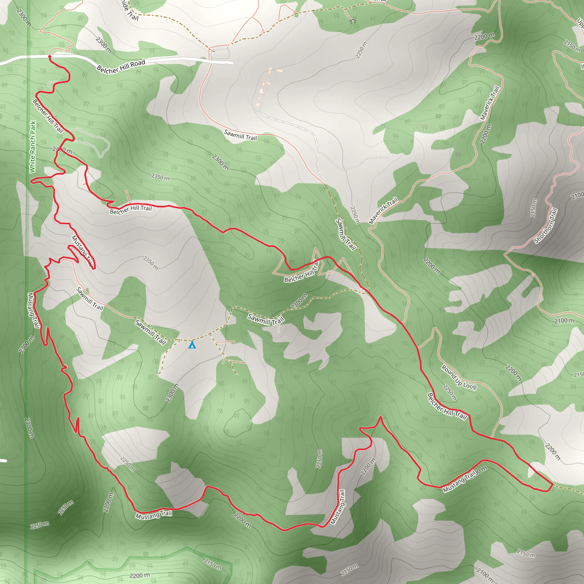 Belcher Hill and Mustang Loop Trail mobile static map