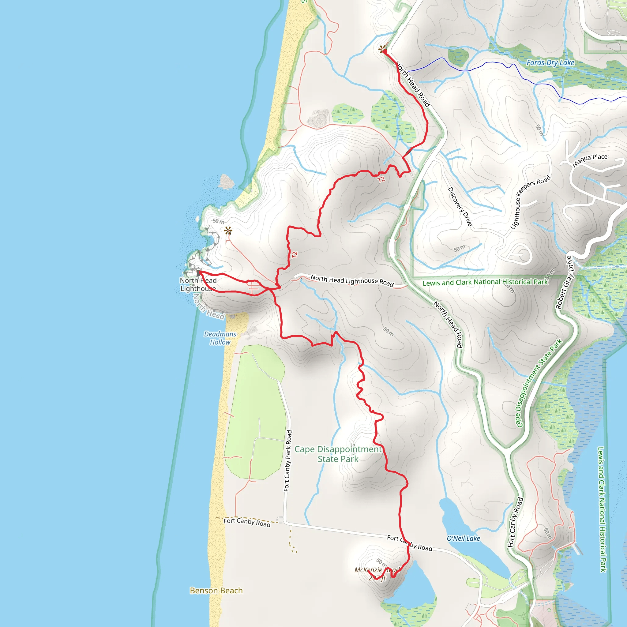 McKenzie Head, Lighthouse Keepers Trail and North Head Trail mobile static map