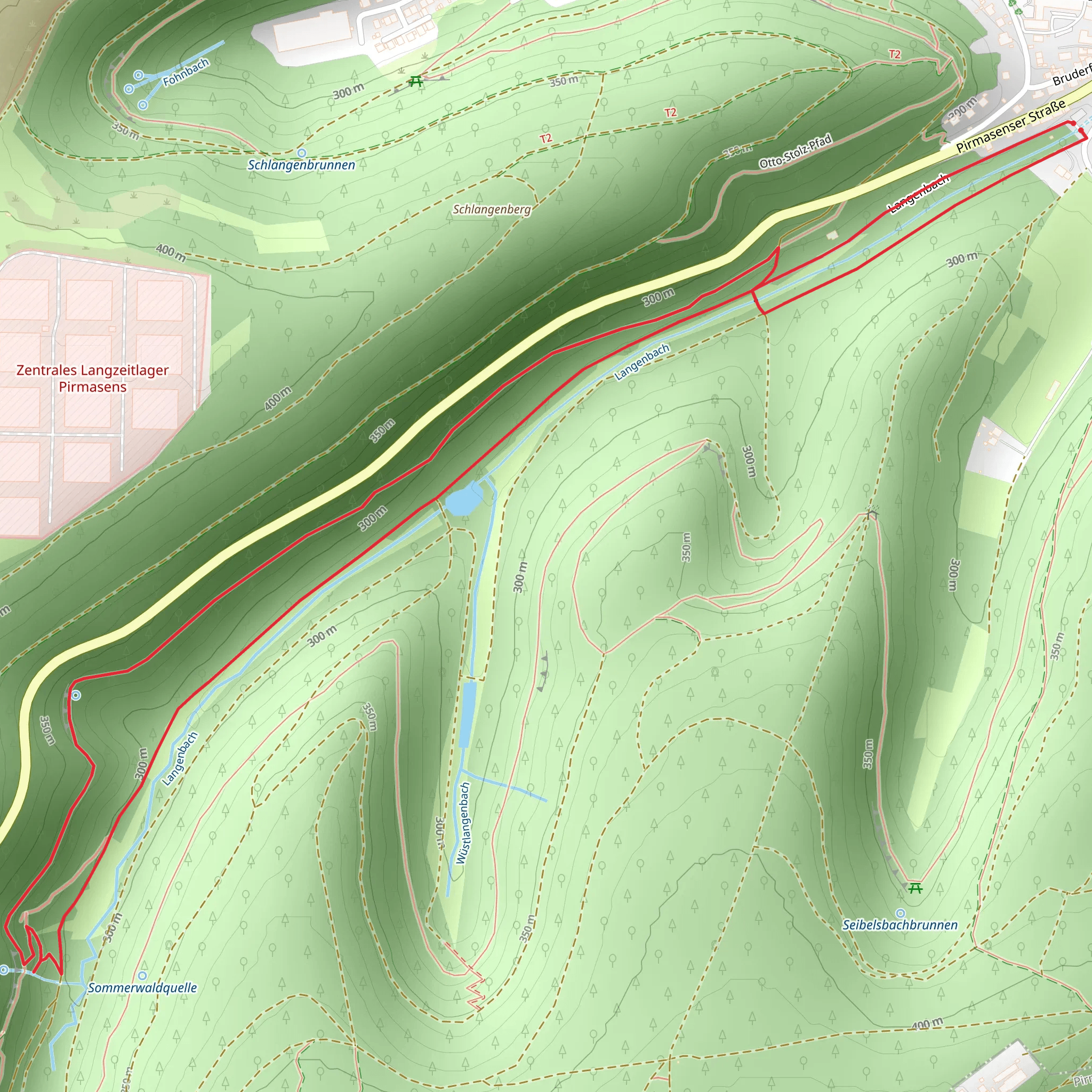 Rodalber Felsenwanderweg and Pfaelzerwald Gruener Balken Loop mobile static map